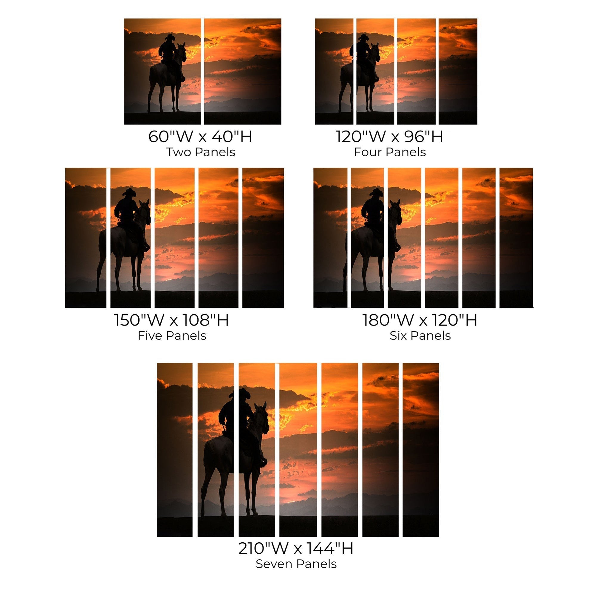Premium Peel & Stick Wall Mural - Cowboy Sunset Silhouette
