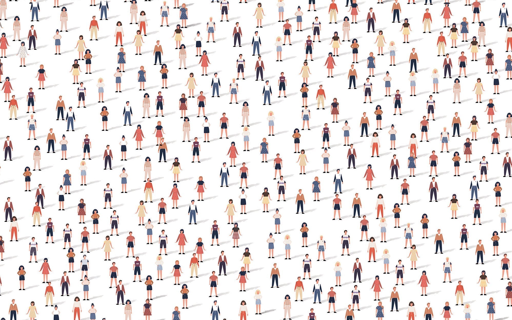 Premium Peel & Stick Wall Mural - Crowded People Illustration