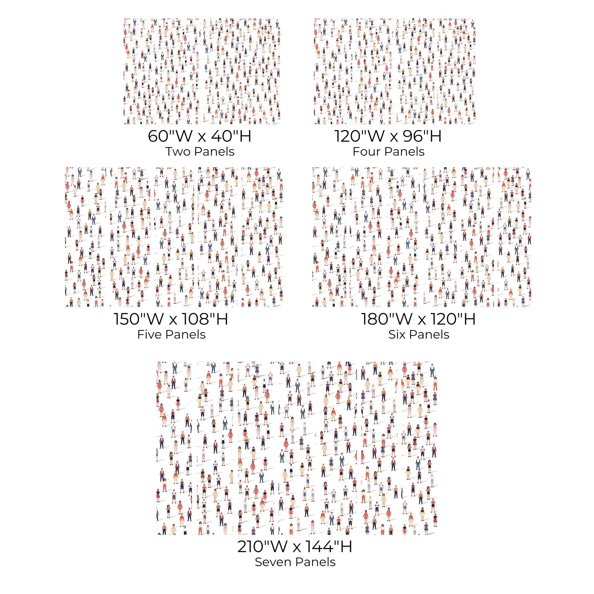 Premium Peel & Stick Wall Mural - Crowded People Illustration