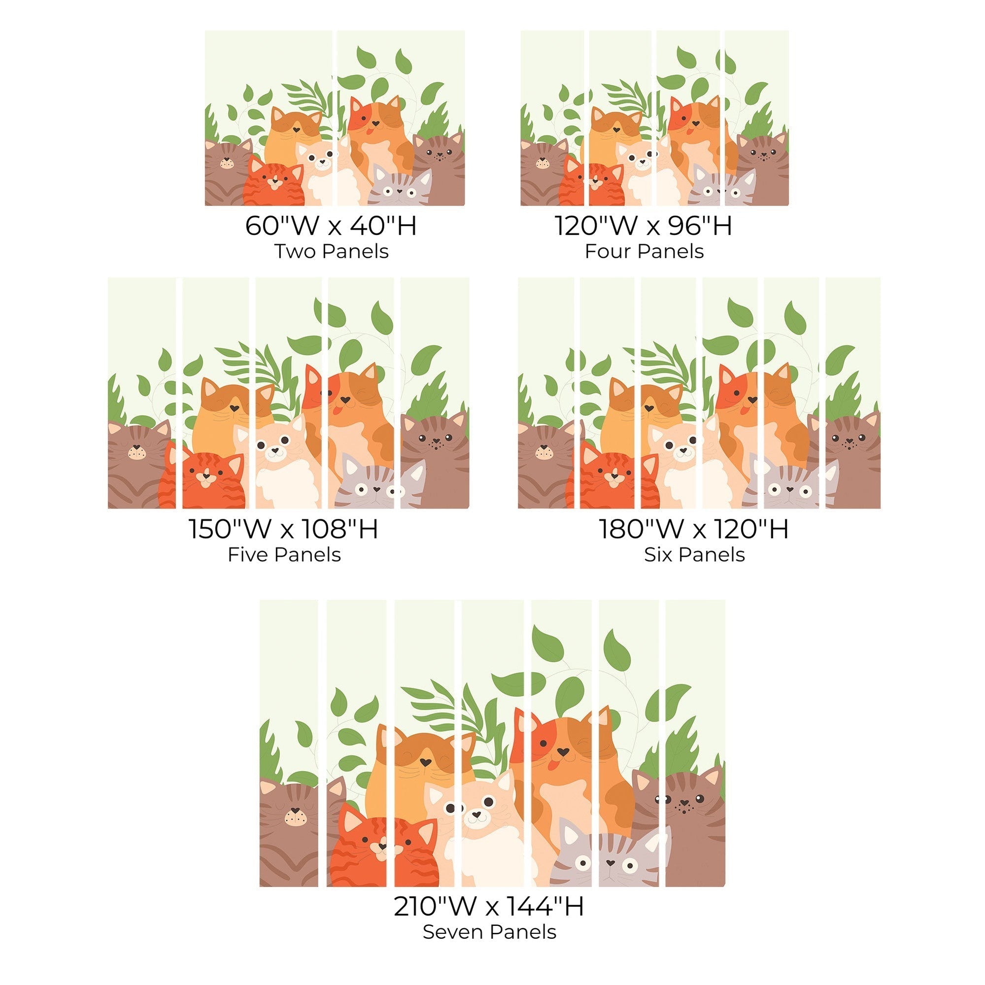 Premium Peel & Stick Wall Mural - Cute Cats Illustration