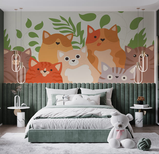 Premium Wallpaper Wall Mural - Cute Cats Illustration