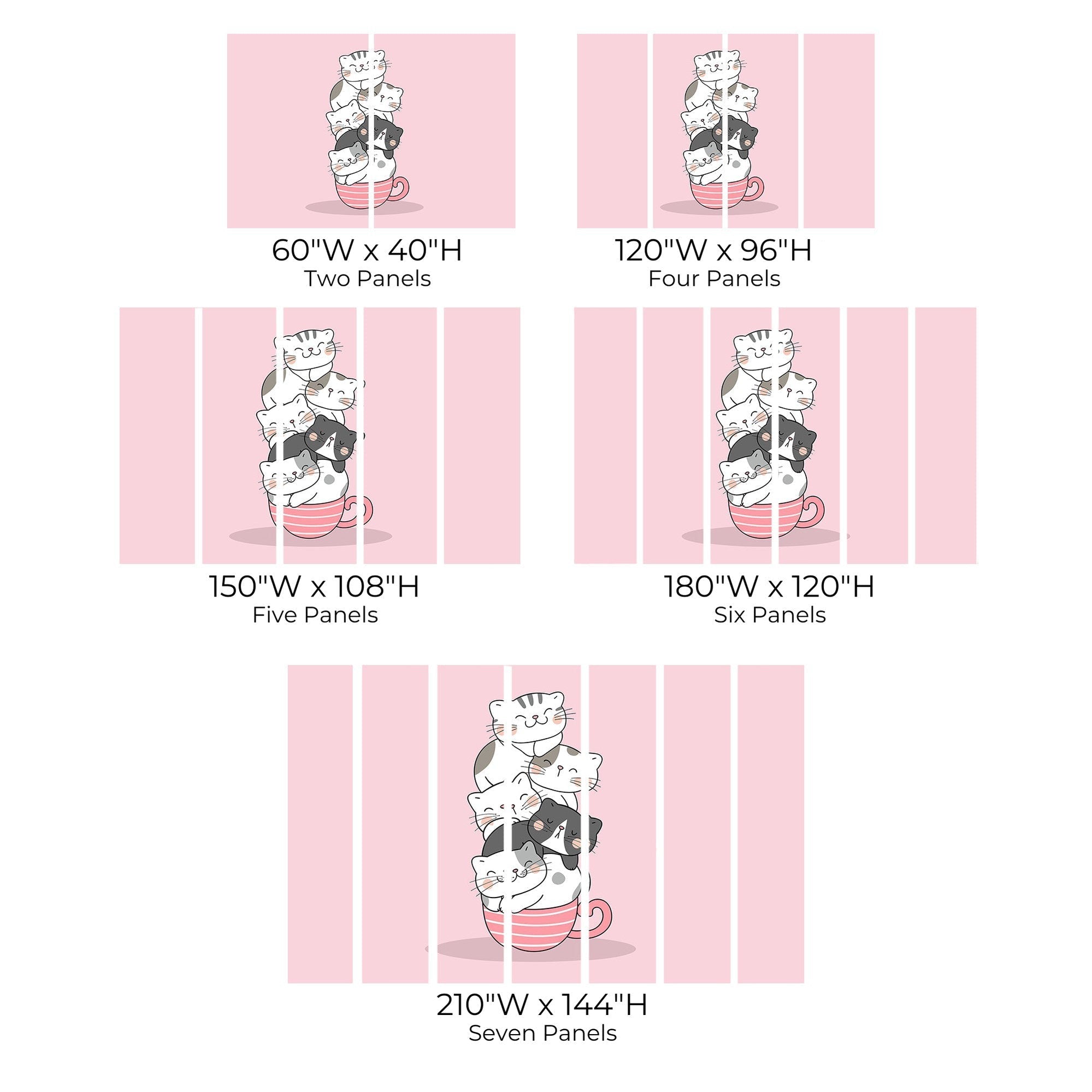 Premium Peel & Stick Wall Mural - Cute Cats Stack