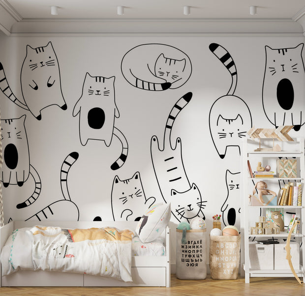 Premium Peel & Stick Wall Mural - Cute Cats