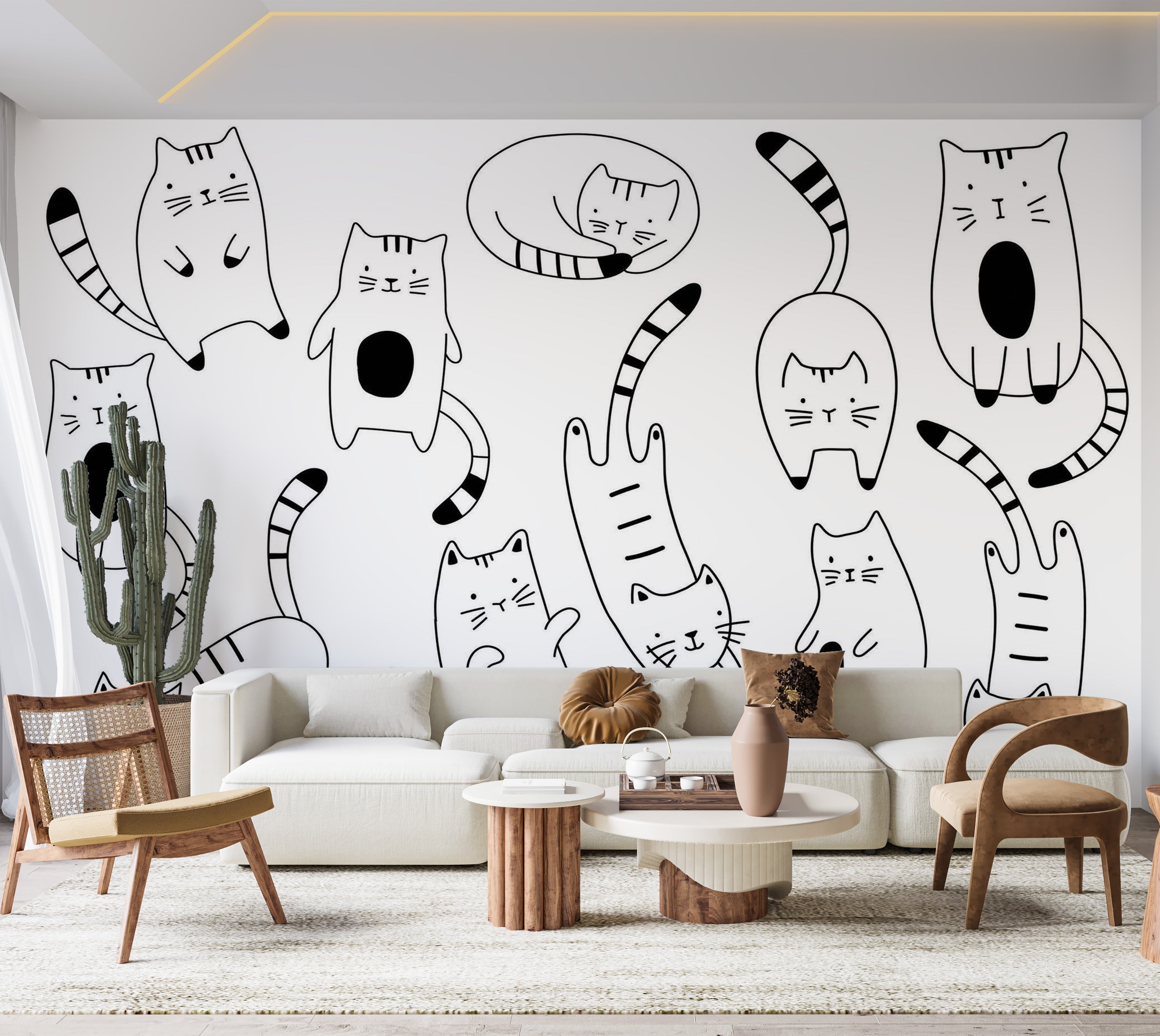 Premium Peel & Stick Wall Mural - Cute Cats