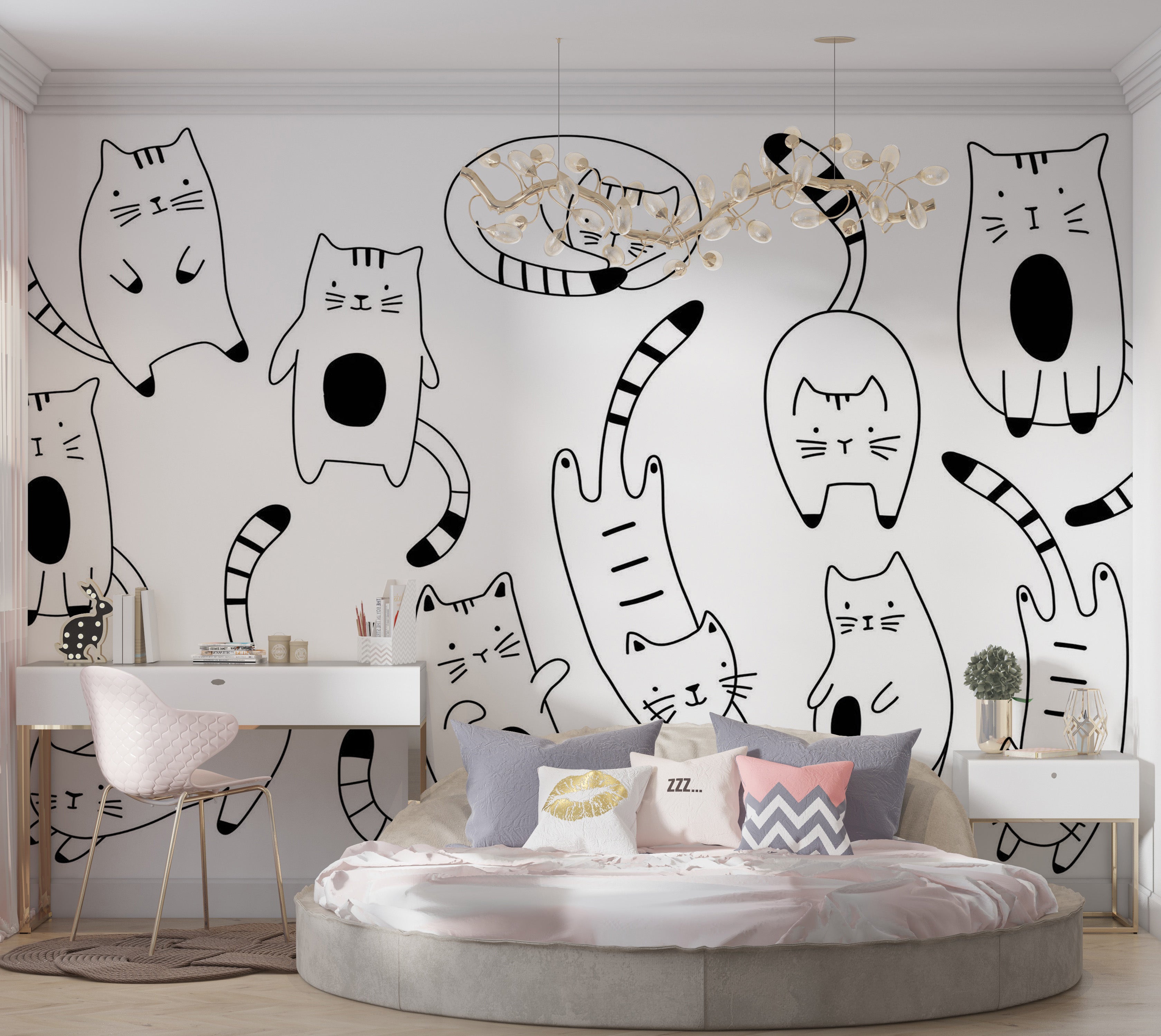 Premium Peel & Stick Wall Mural - Cute Cats