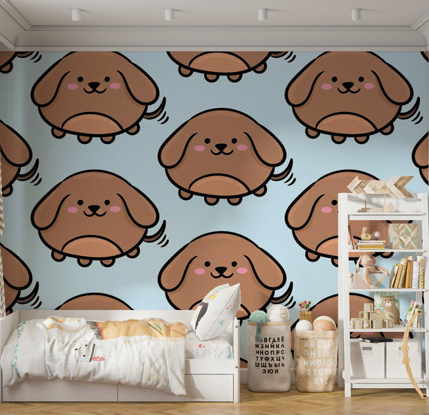 Premium Wallpaper Wall Mural - Cute Puppy Pattern 60"Wx40"H / Non-Woven Fleece