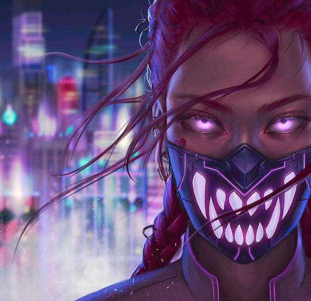 Premium Peel & Stick Wall Mural - Cyberpunk City Character