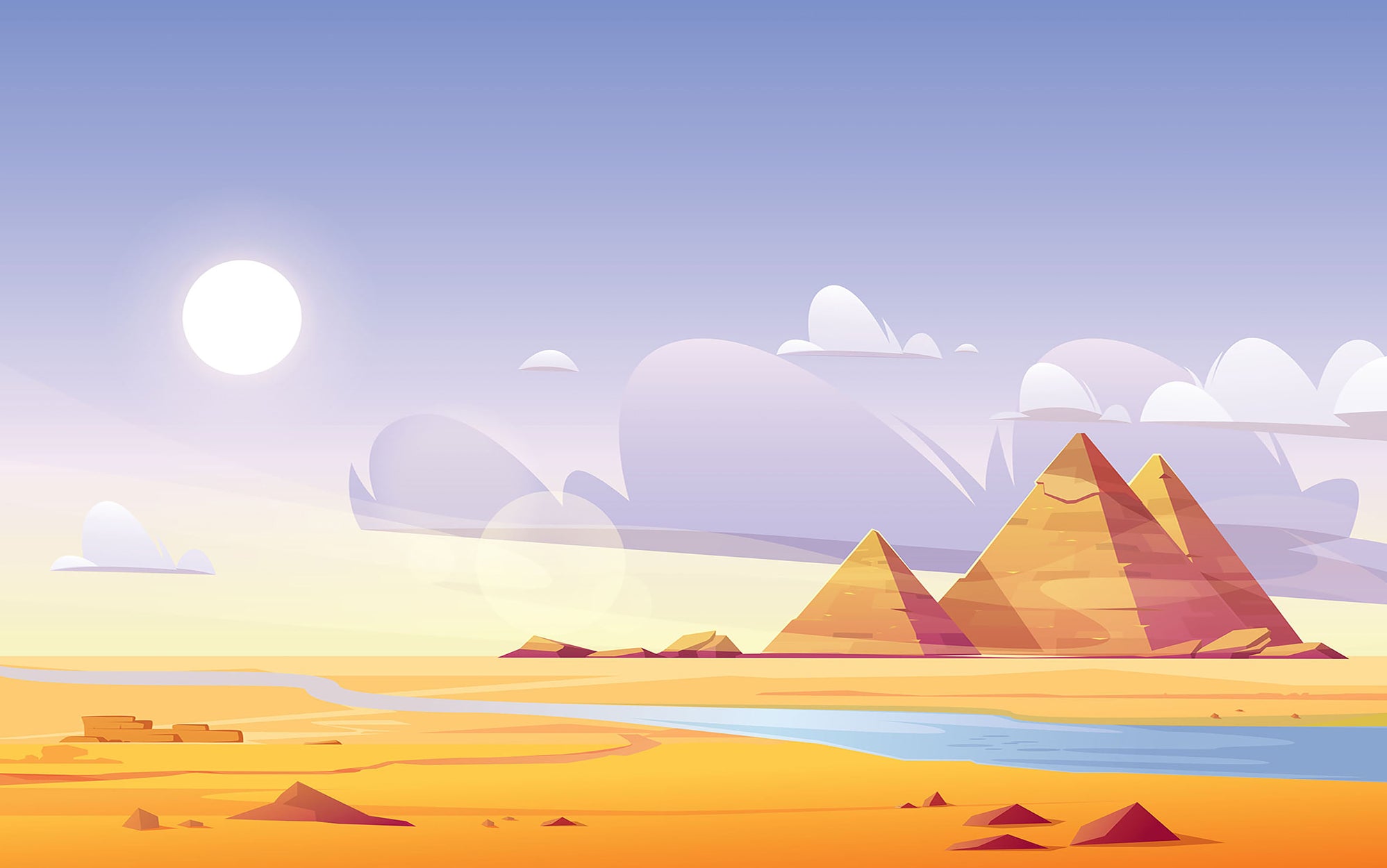 Premium Peel & Stick Wall Mural - Desert Pyramids Scenery