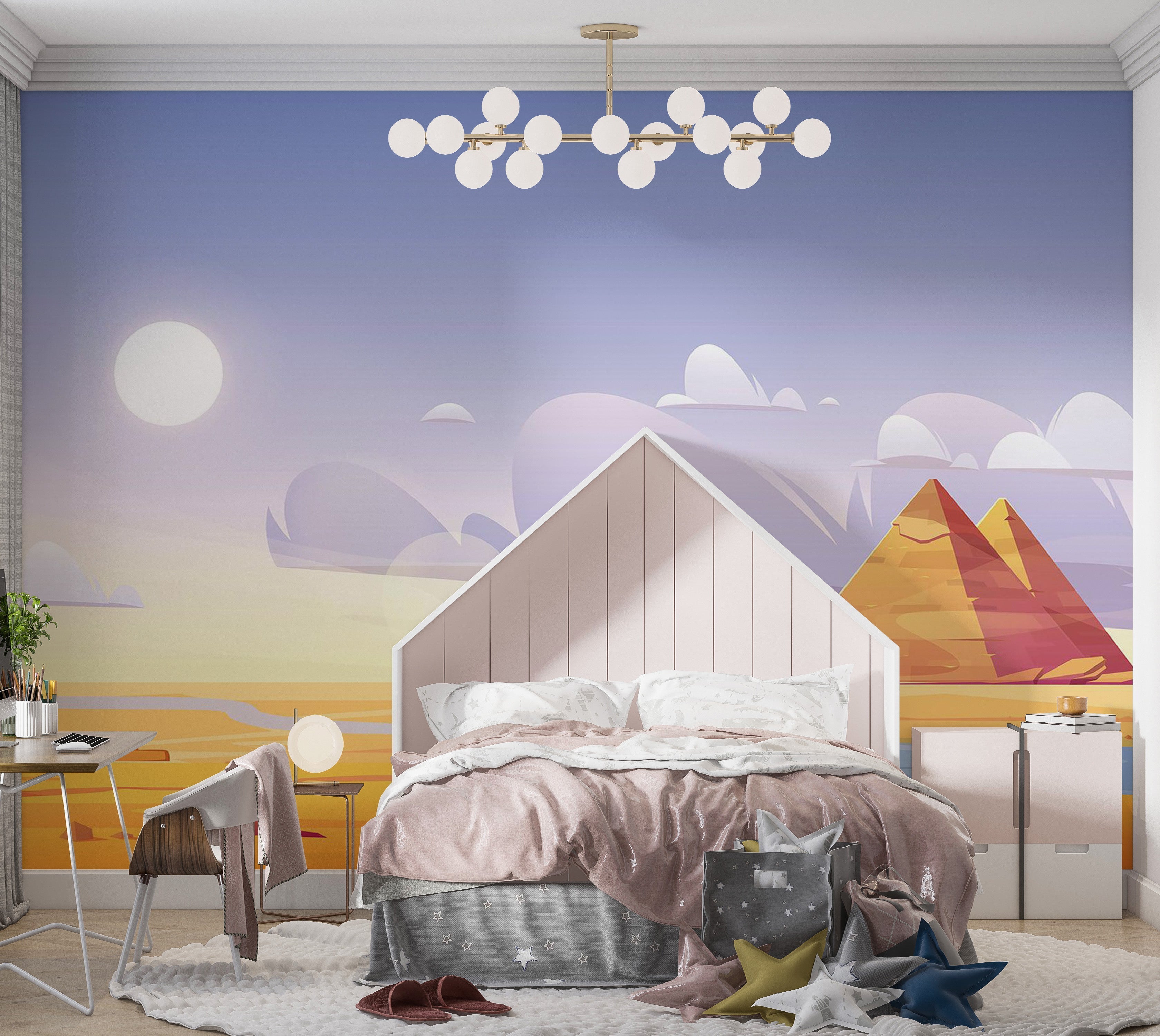 Premium Peel & Stick Wall Mural - Desert Pyramids Scenery