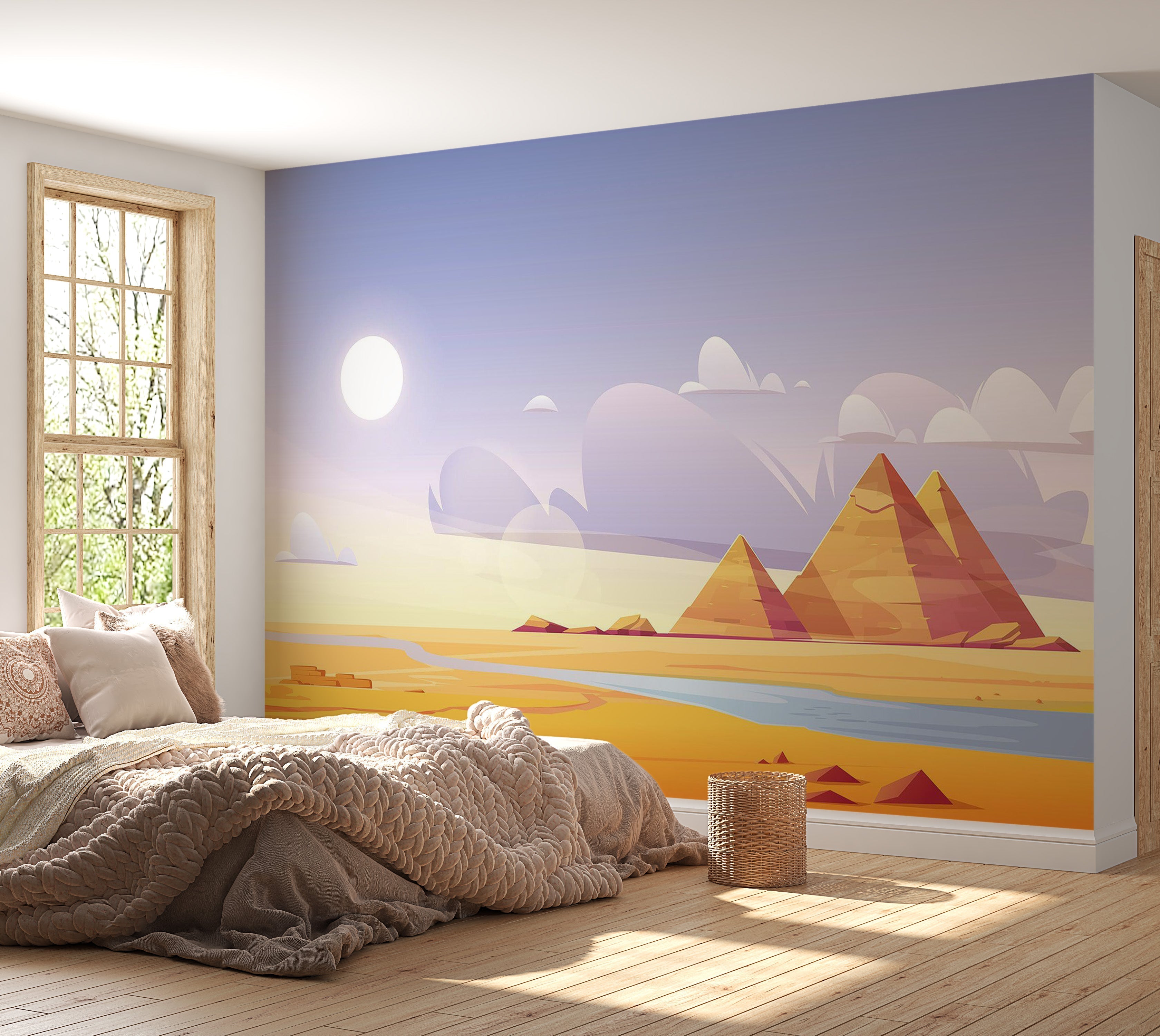 Premium Peel & Stick Wall Mural - Desert Pyramids Scenery