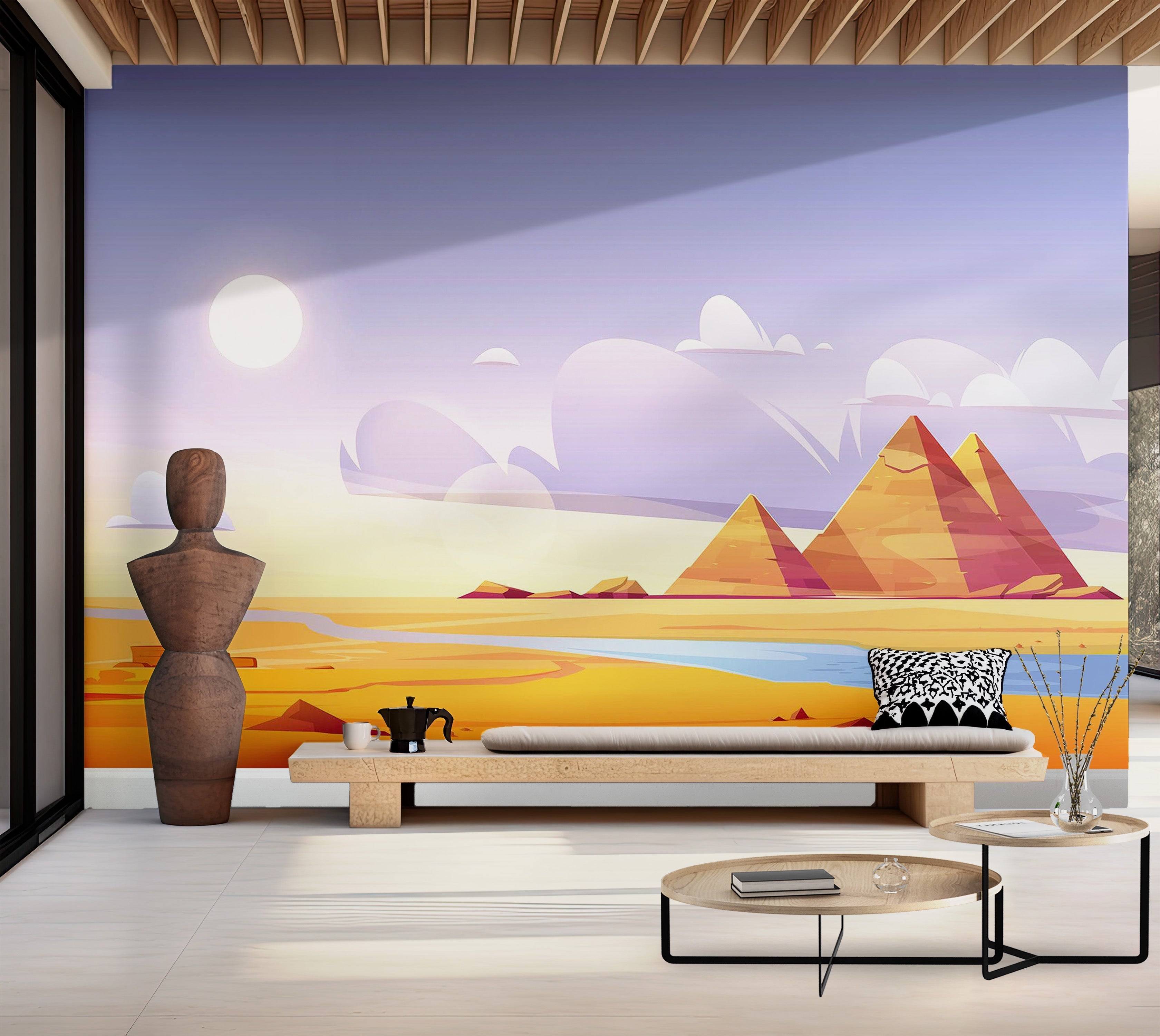 Premium Peel & Stick Wall Mural - Desert Pyramids Scenery