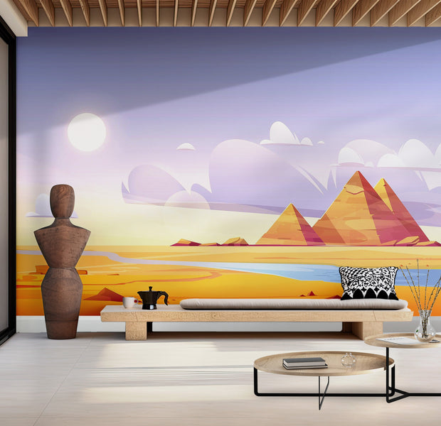 Premium Peel & Stick Wall Mural - Desert Pyramids Scenery