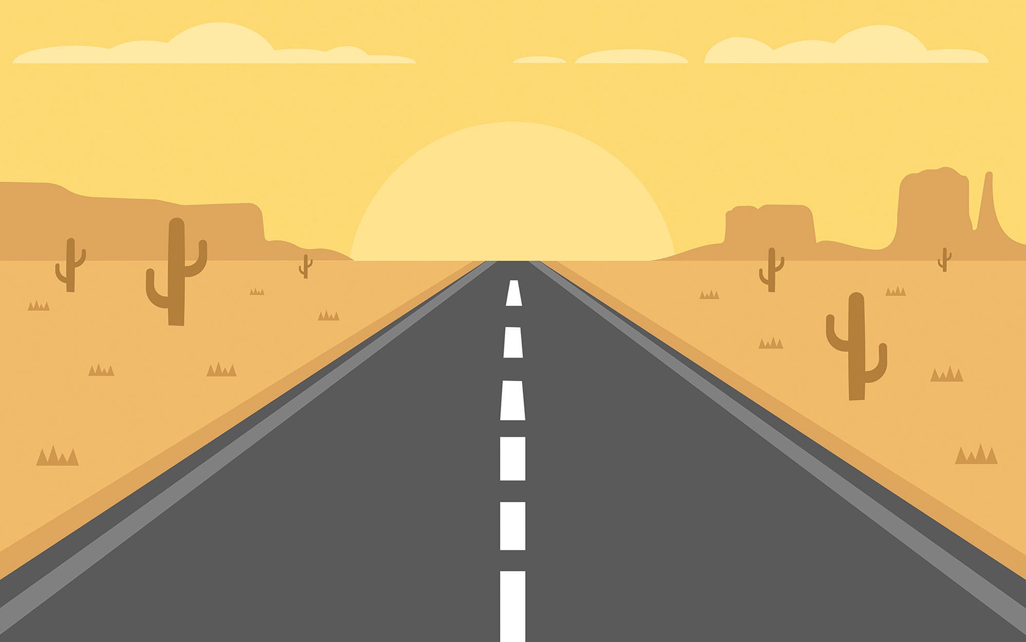 Premium Peel & Stick Wall Mural - Desert Road Sunset