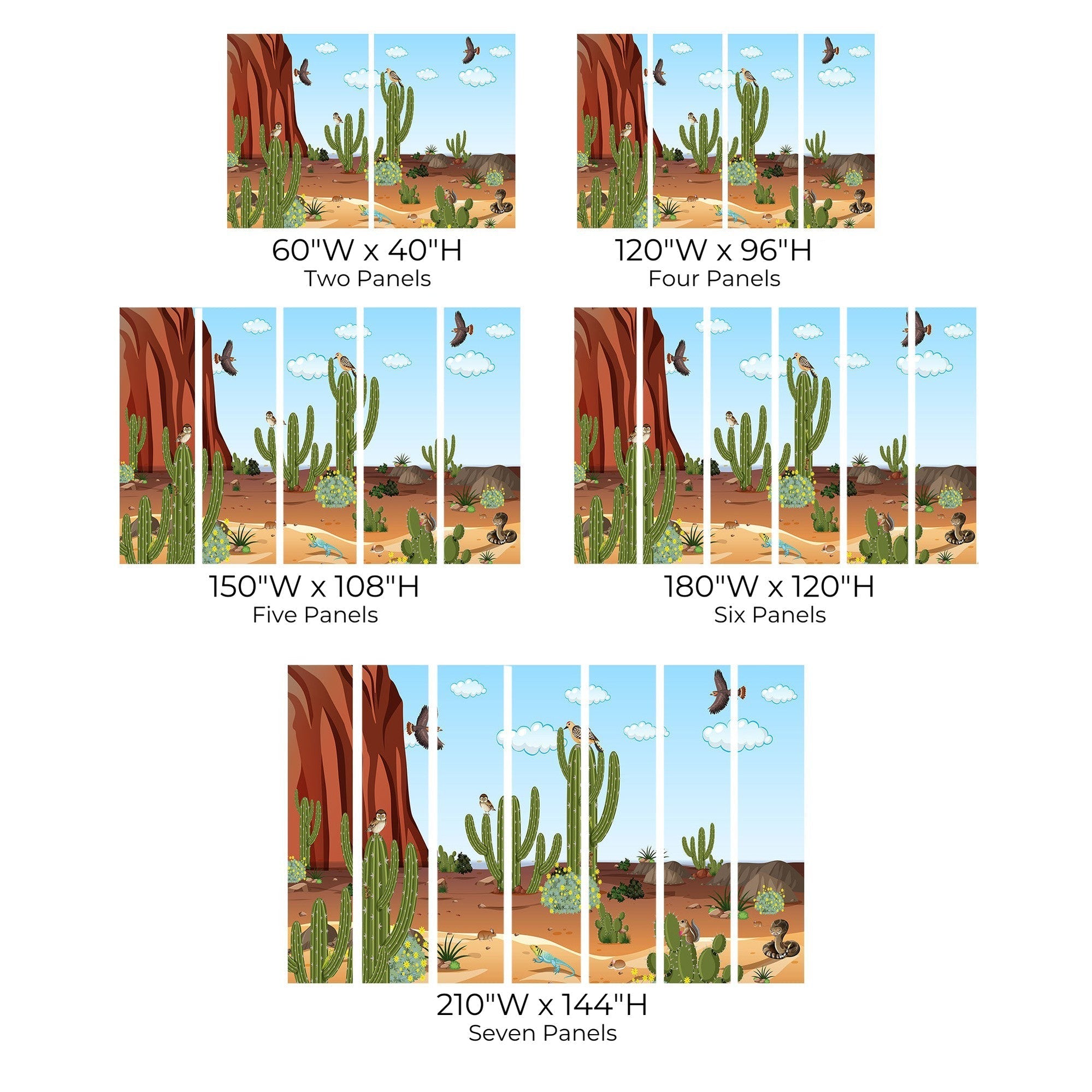 Premium Peel & Stick Wall Mural - Desert Wildlife Scene