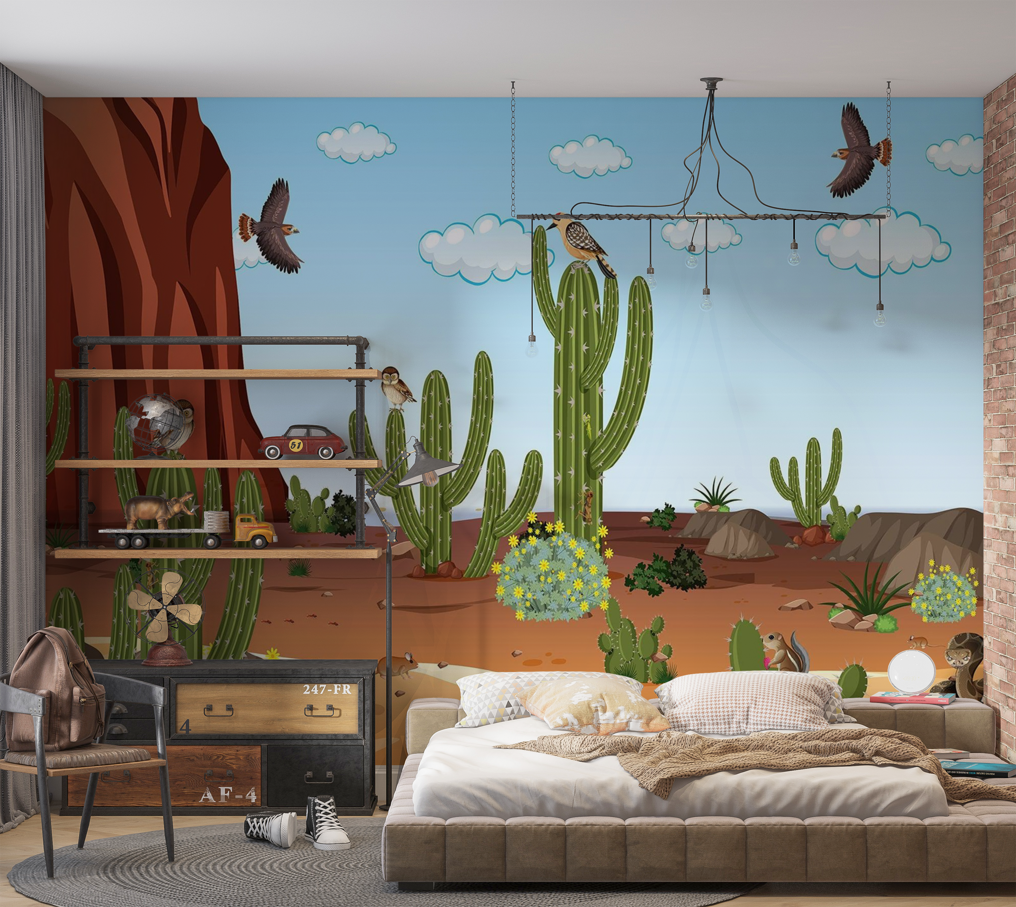 Premium Peel & Stick Wall Mural - Desert Wildlife Scene