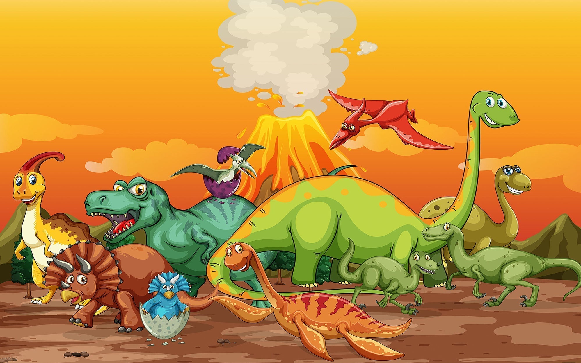 Premium Peel & Stick Wall Mural - Dinosaur Adventure