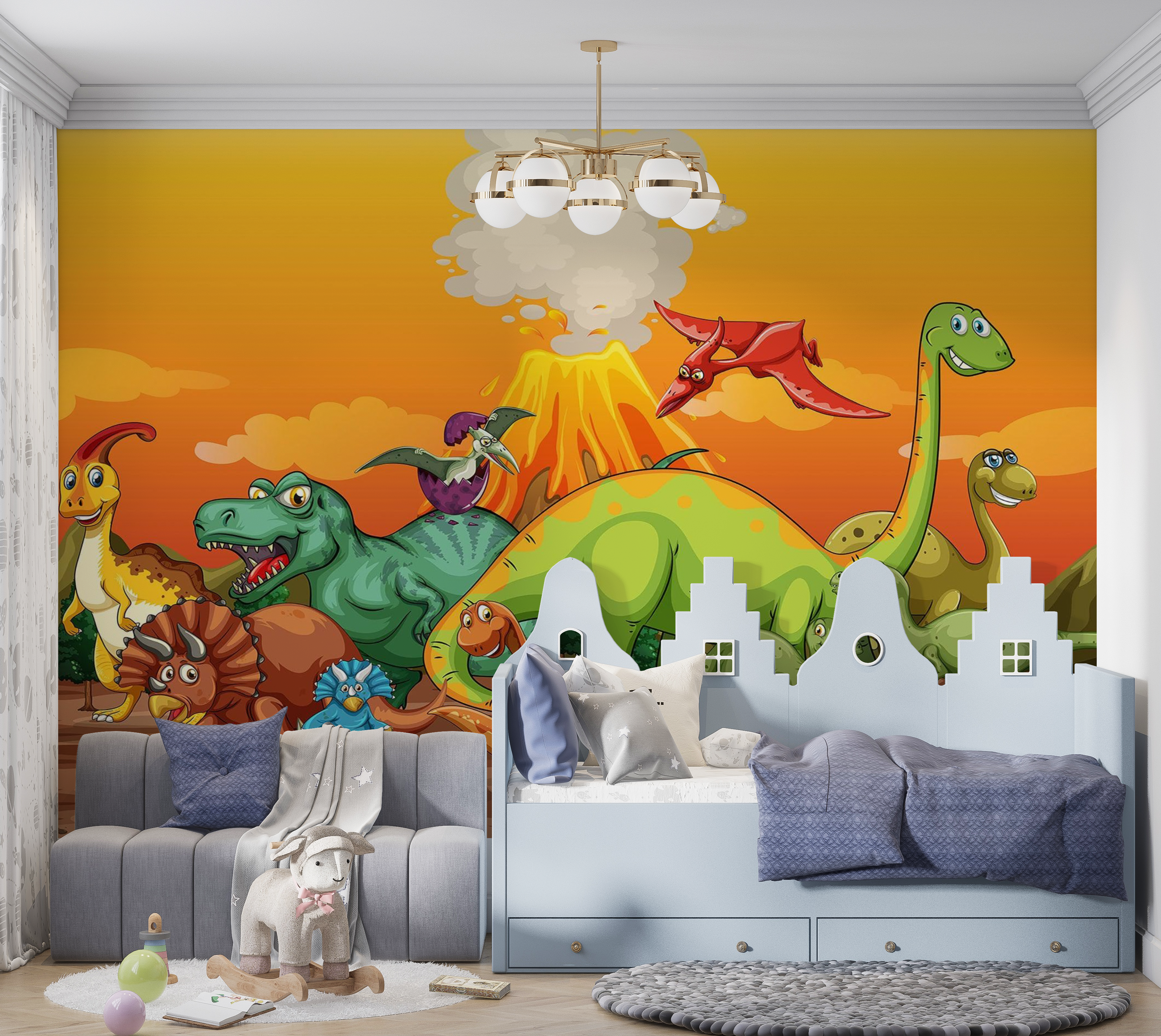Premium Peel & Stick Wall Mural - Dinosaur Adventure
