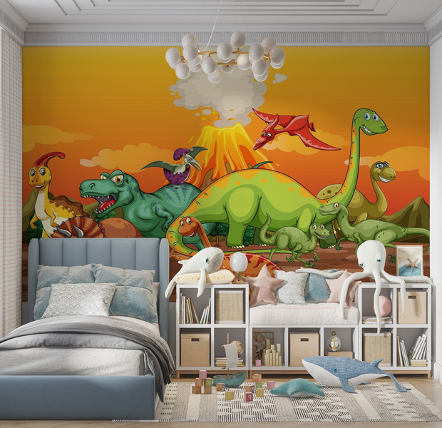 Premium Wallpaper Wall Mural - Dinosaur Adventure 60"Wx40"H / Non-Woven Fleece
