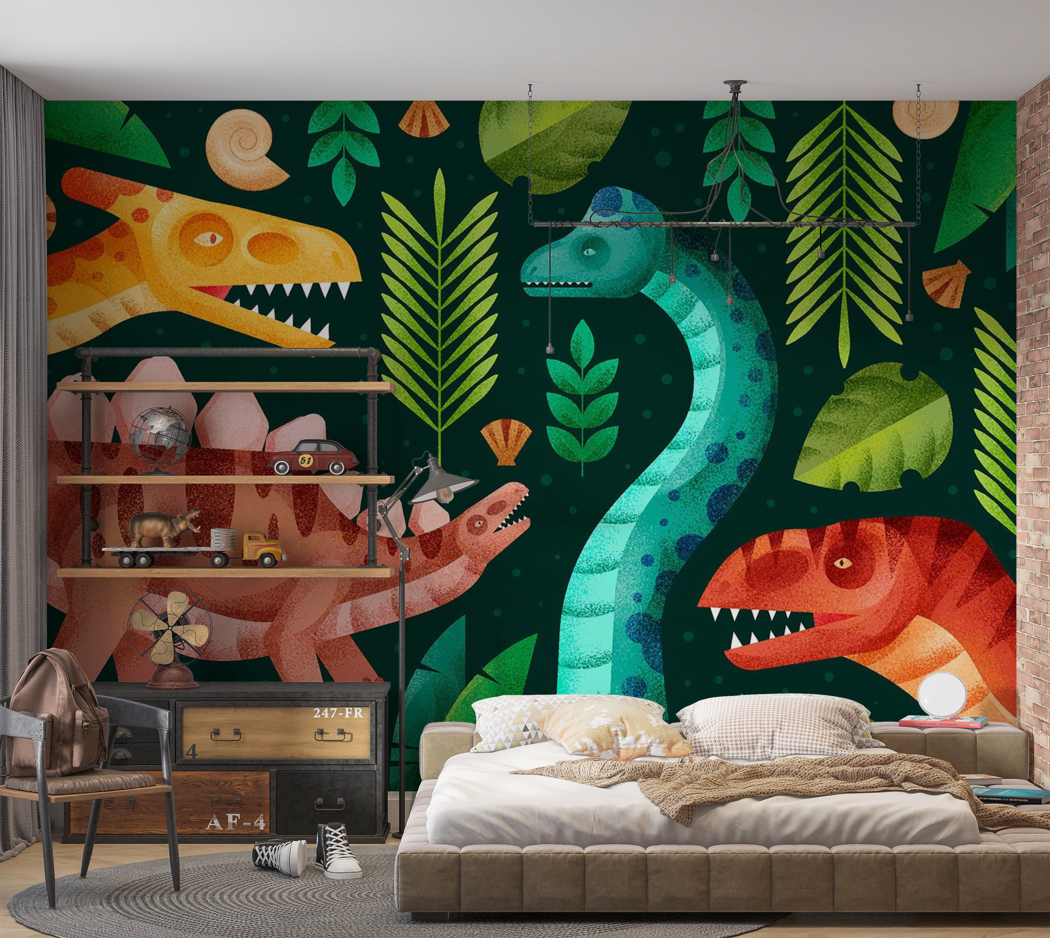Premium Peel & Stick Wall Mural - Dinosaur Jungle