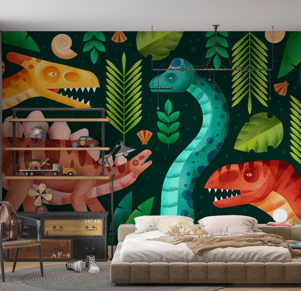 Premium Peel & Stick Wall Mural - Dinosaur Jungle
