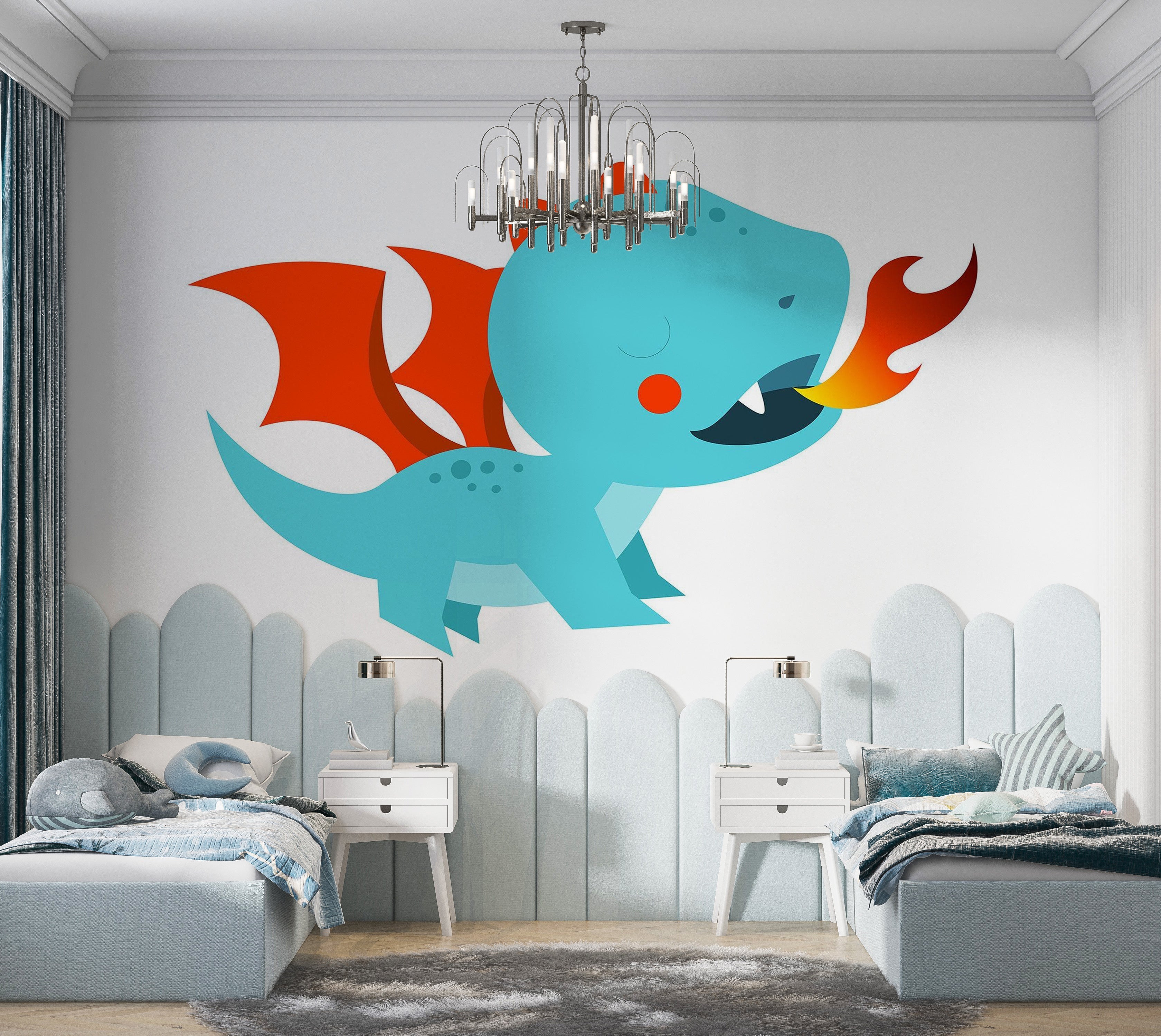 Premium Peel & Stick Wall Mural - Dragon Cartoon
