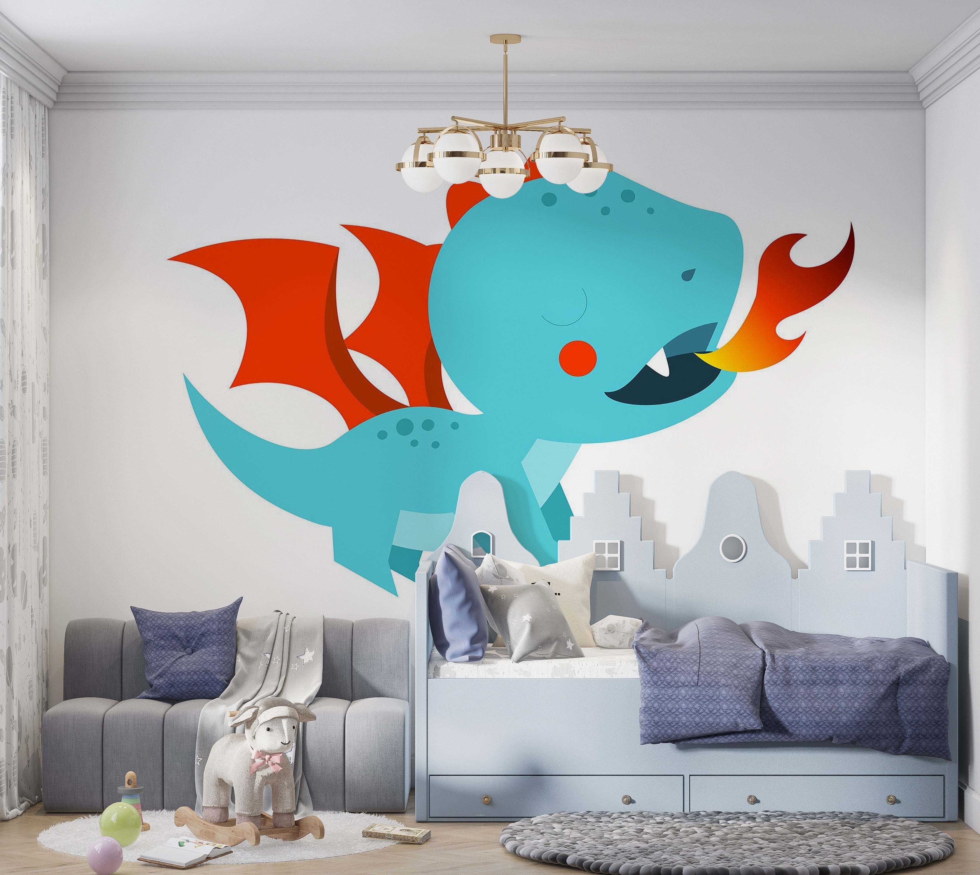 Premium Peel & Stick Wall Mural - Dragon Cartoon