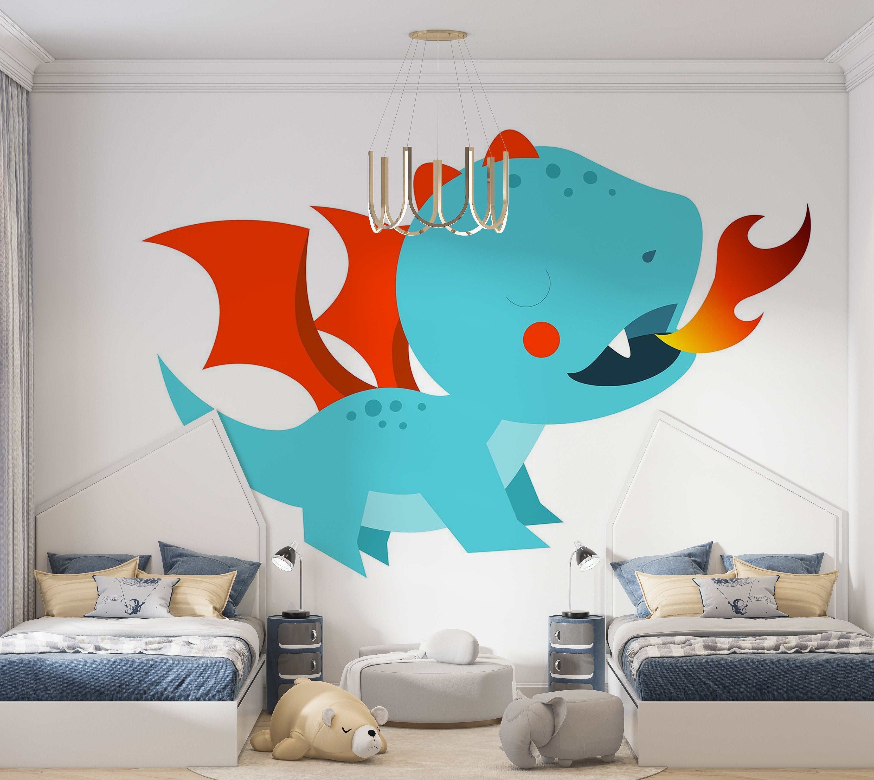Premium Peel & Stick Wall Mural - Dragon Cartoon