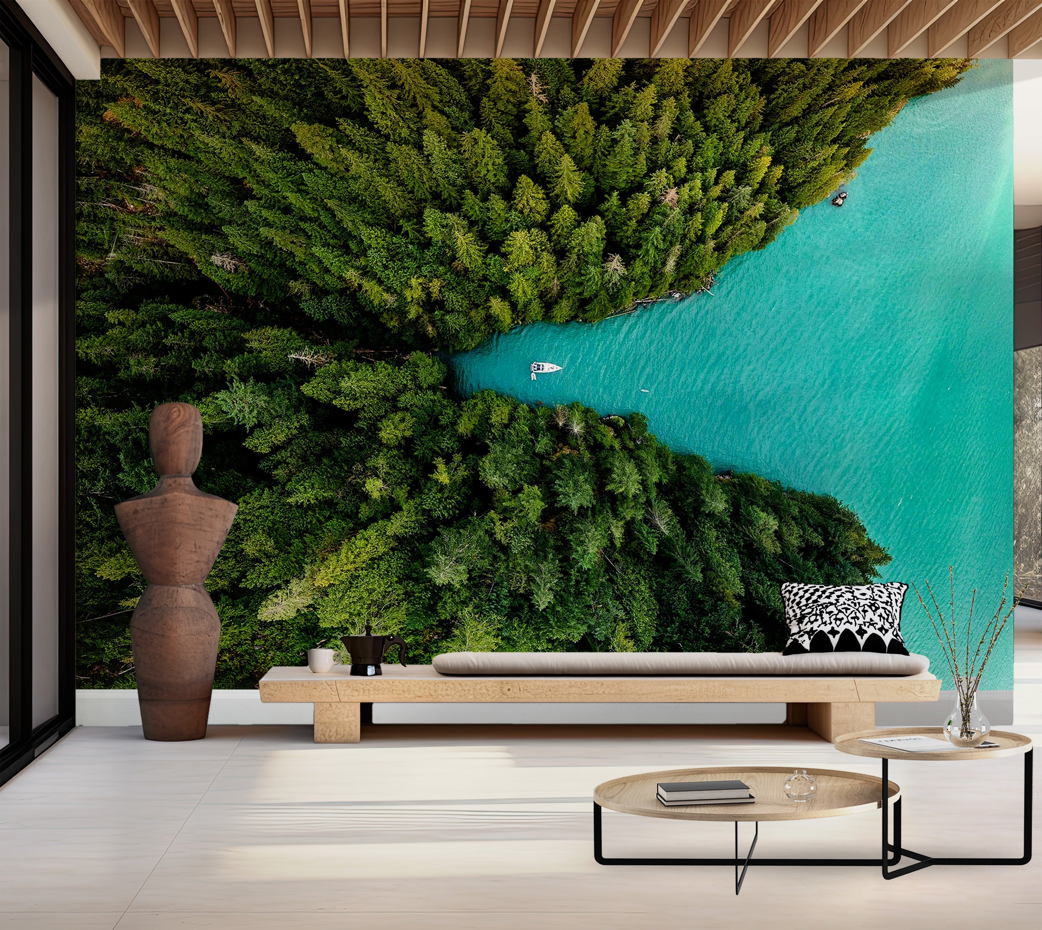 Premium Peel & Stick Wall Mural - Emerald Lake Forest