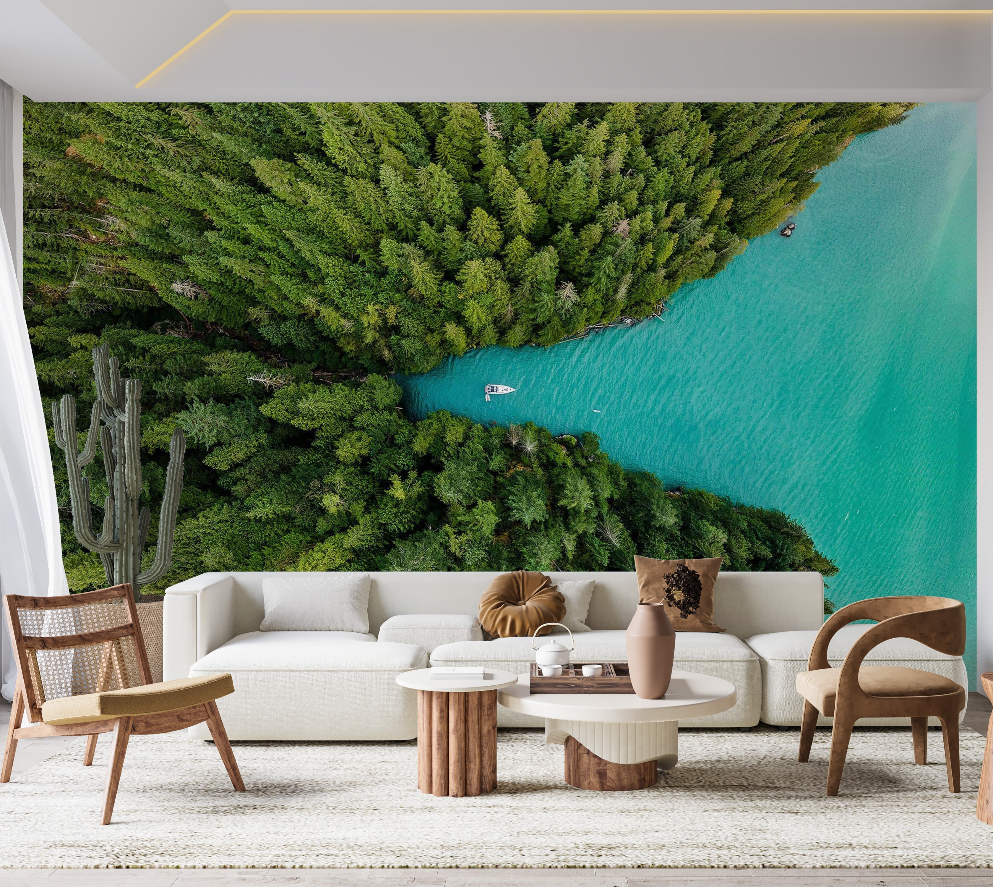 Premium Peel & Stick Wall Mural - Emerald Lake Forest