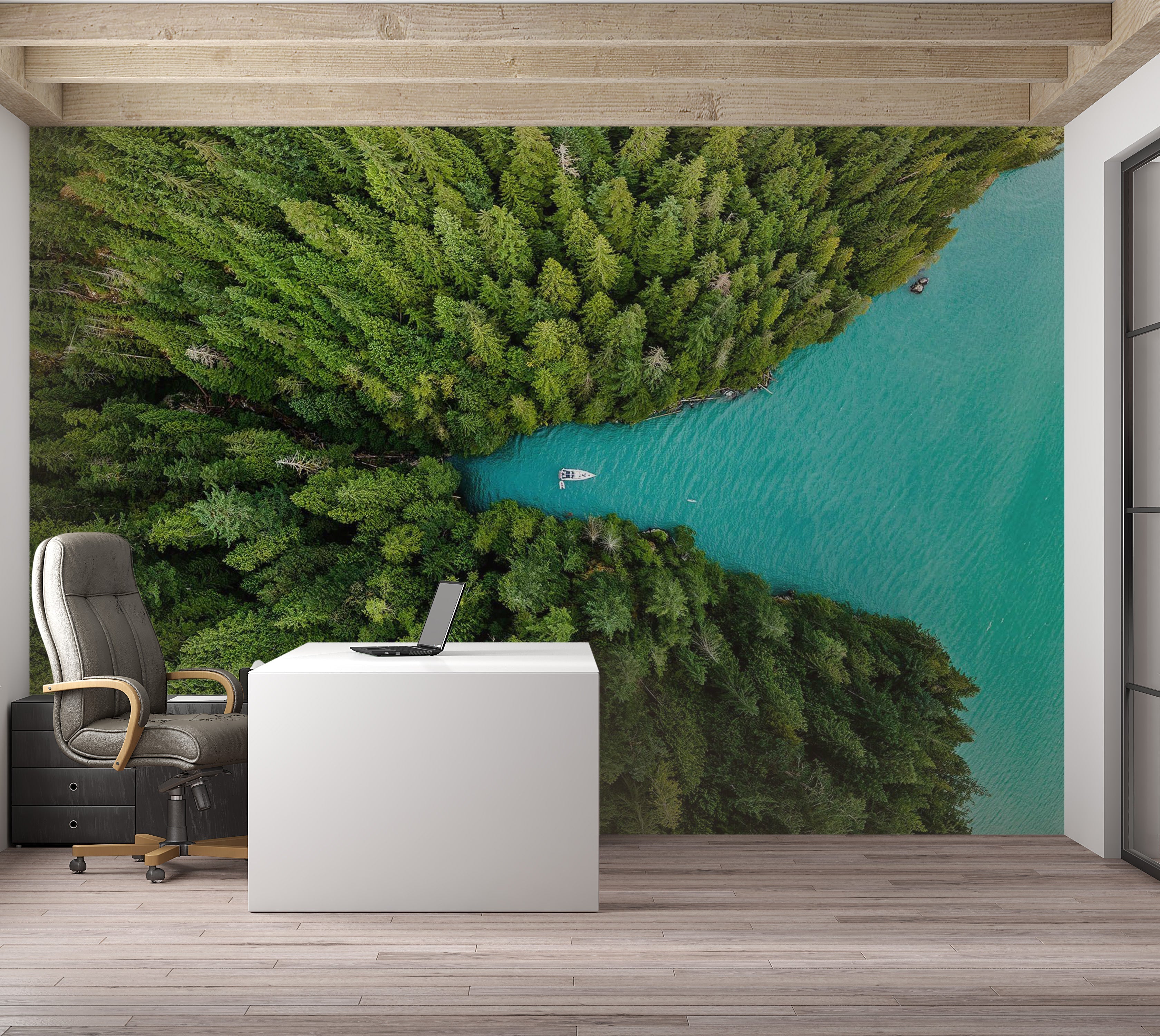 Premium Peel & Stick Wall Mural - Emerald Lake Forest
