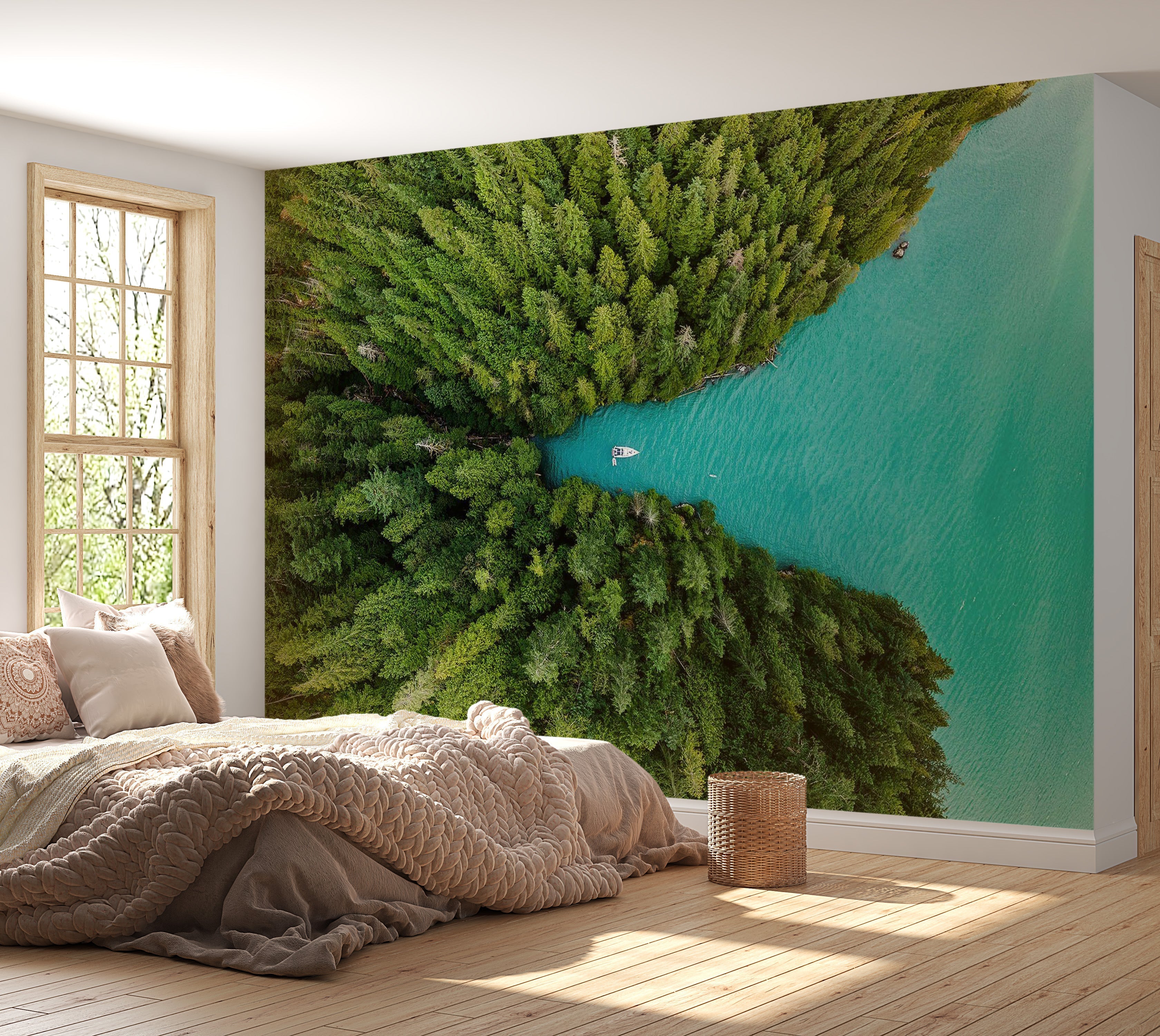 Premium Peel & Stick Wall Mural - Emerald Lake Forest
