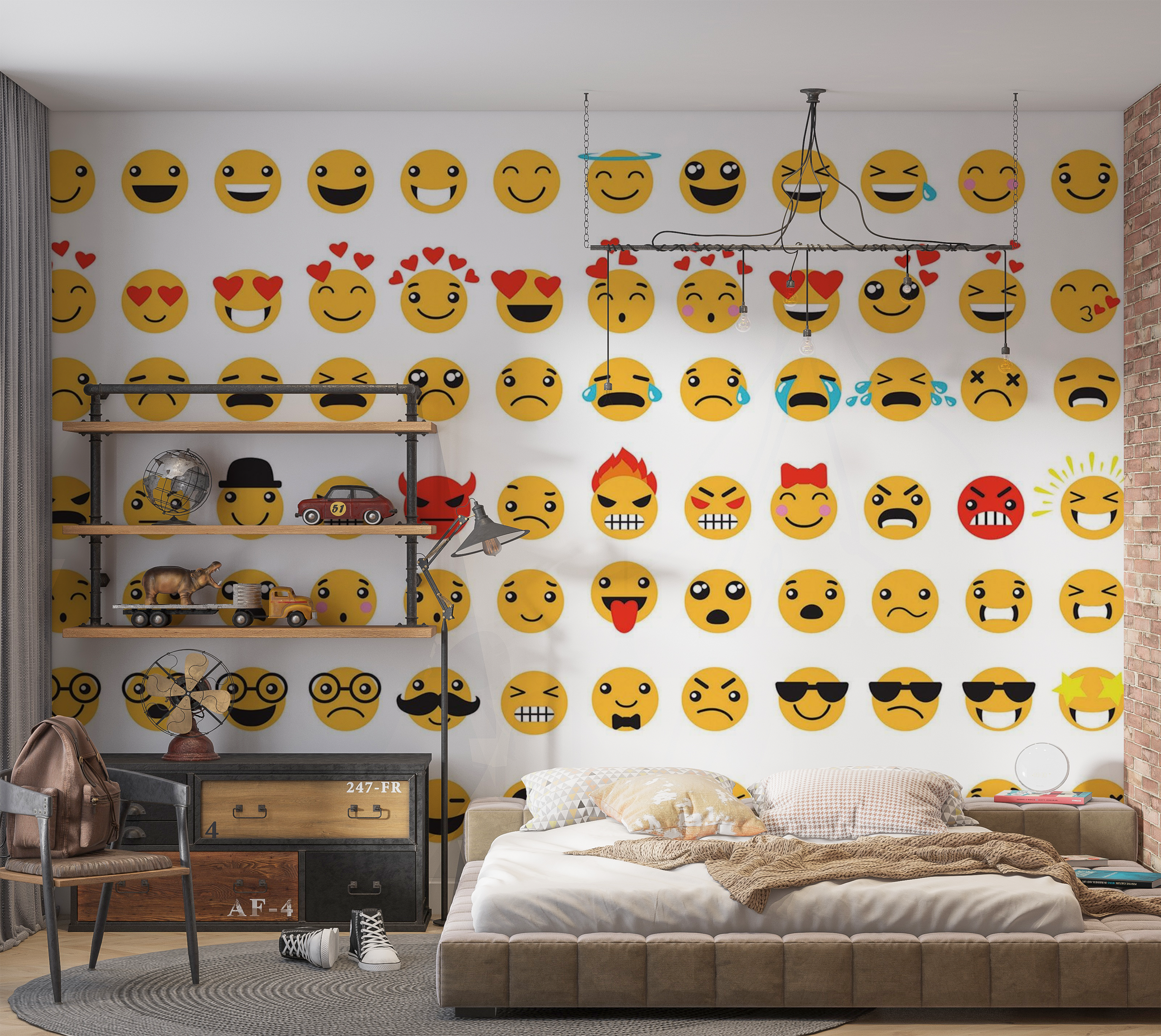 Premium Wallpaper Wall Mural - Emoji Collection 60"Wx40"H / Non-Woven Fleece