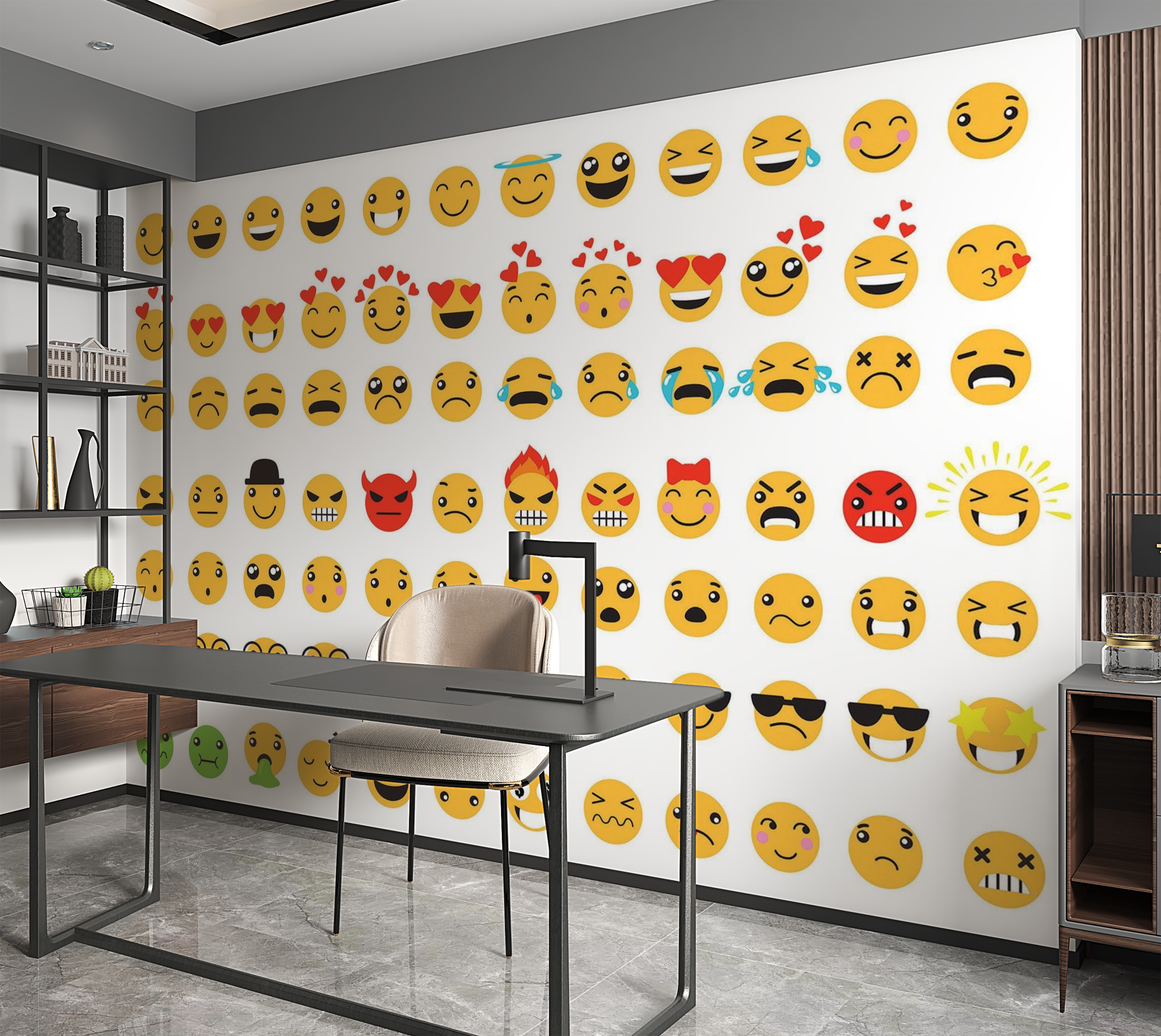 Premium Wallpaper Wall Mural - Emoji Collection 60"Wx40"H / Non-Woven Fleece