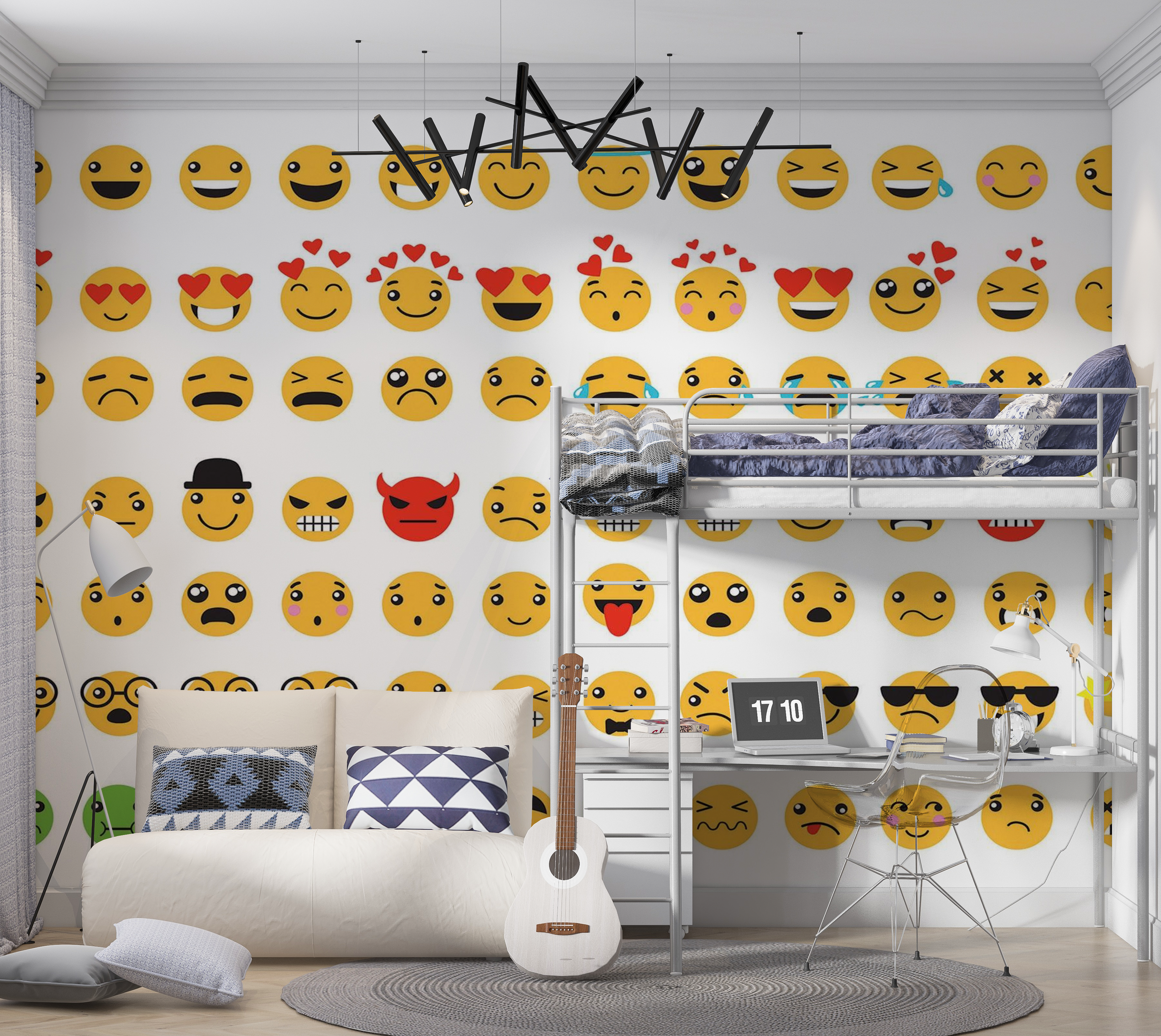 Premium Wallpaper Wall Mural - Emoji Collection 60"Wx40"H / Non-Woven Fleece