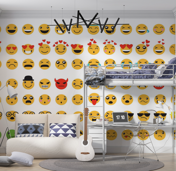 Premium Wallpaper Wall Mural - Emoji Collection 60"Wx40"H / Non-Woven Fleece