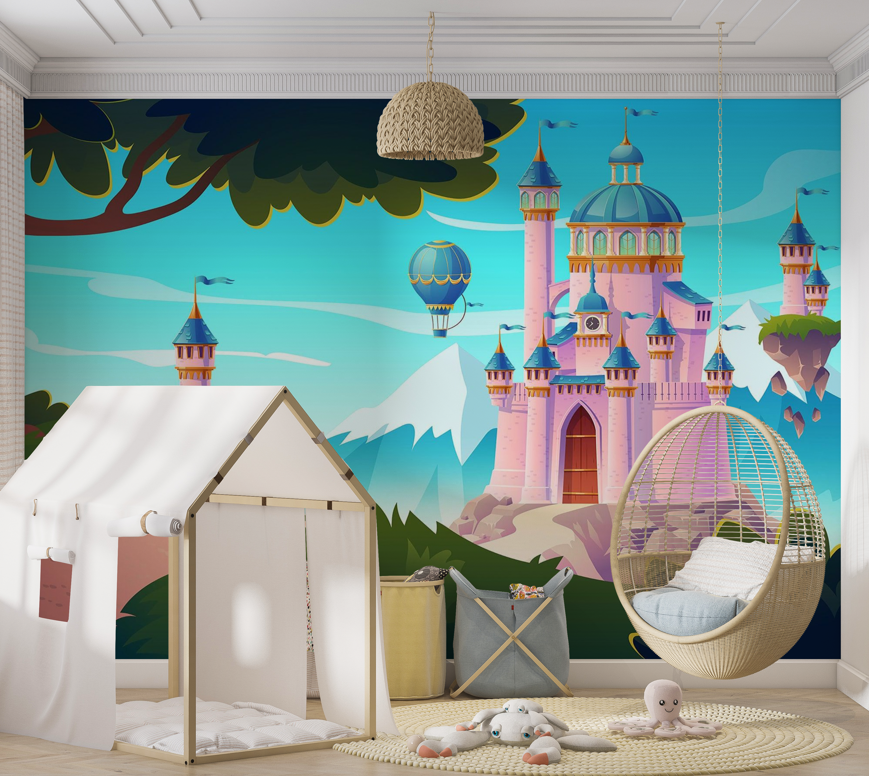 Premium Peel & Stick Wall Mural - Enchanted Castle Landscape