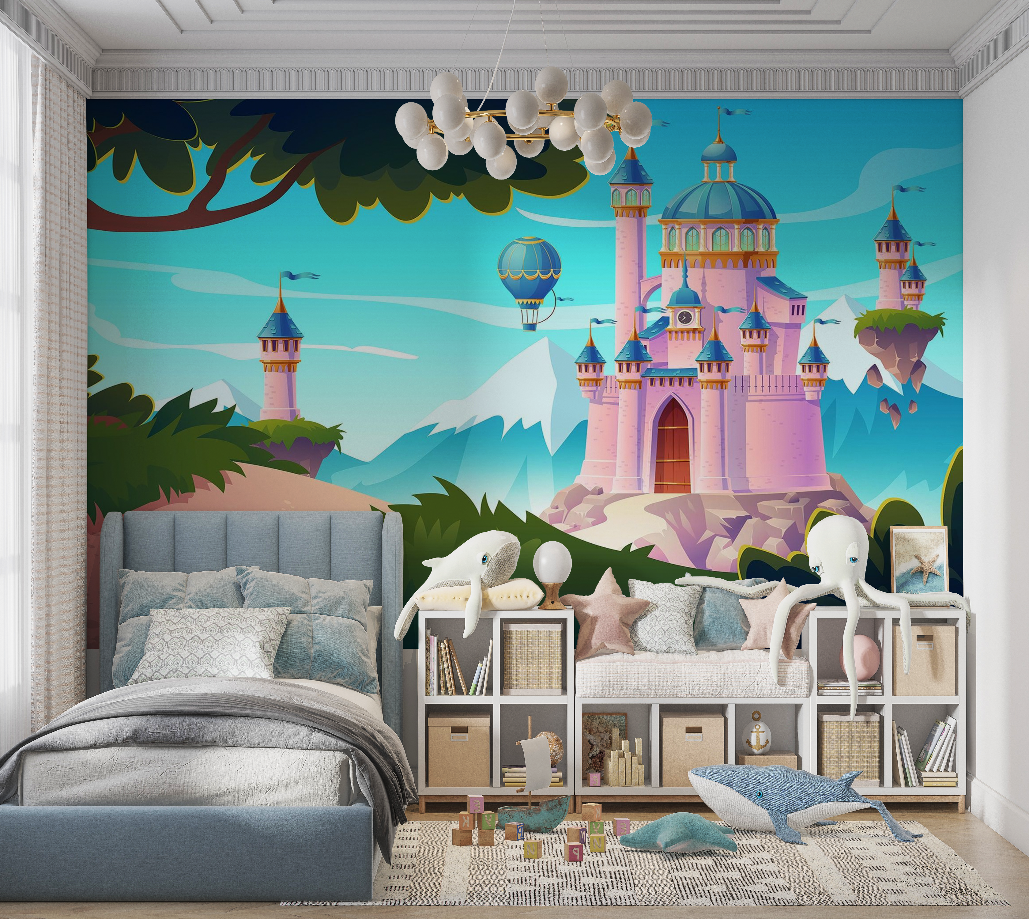 Premium Peel & Stick Wall Mural - Enchanted Castle Landscape