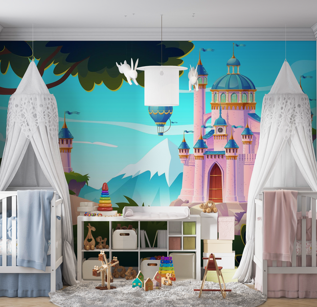 Premium Wallpaper Wall Mural - Enchanted Castle Landscape 60"Wx40"H / Non-Woven Fleece