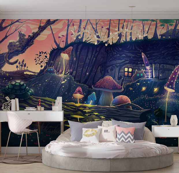 Premium Wallpaper Wall Mural - Enchanted Forest Fantasy 60"Wx40"H / Non-Woven Fleece