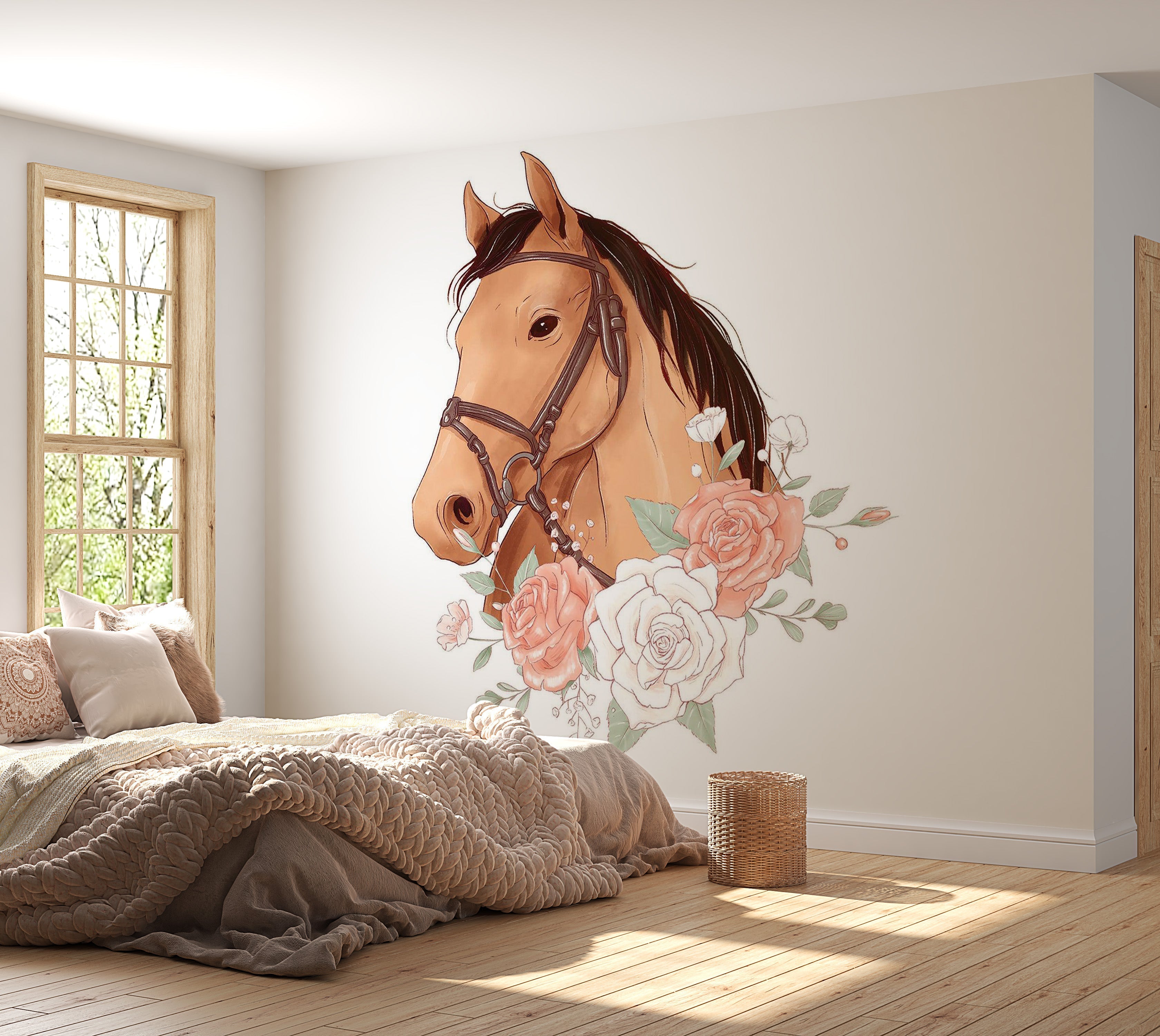 Premium Peel & Stick Wall Mural - Equestrian Rose