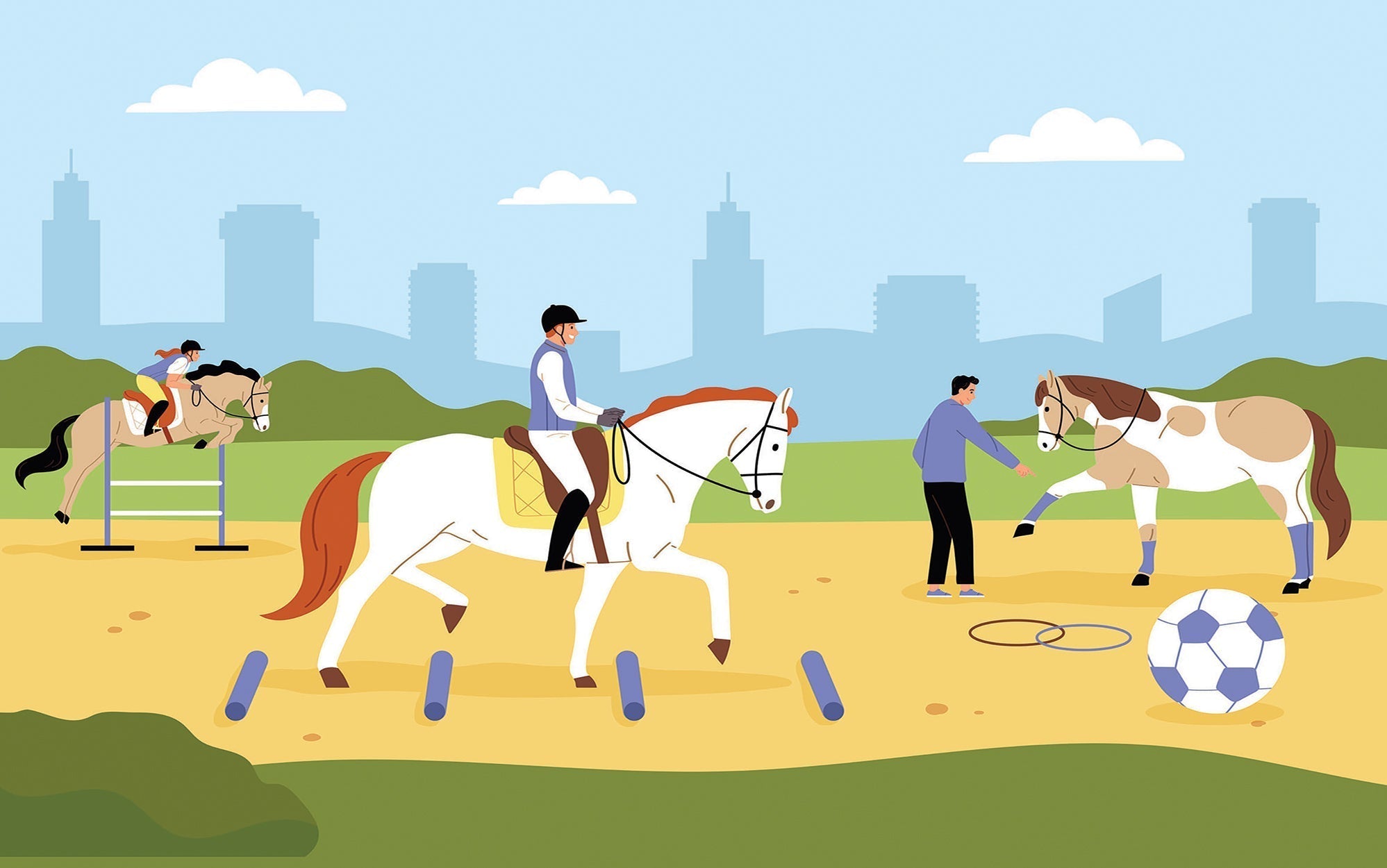 Premium Peel & Stick Wall Mural - Equestrian Training Scene