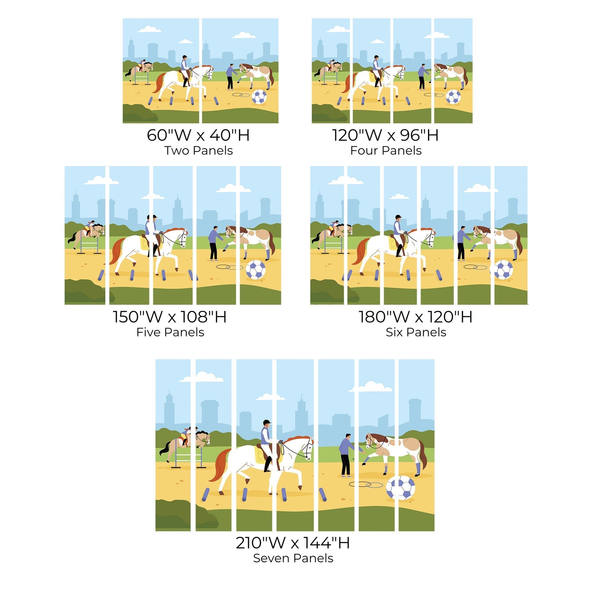 Premium Peel & Stick Wall Mural - Equestrian Training Scene