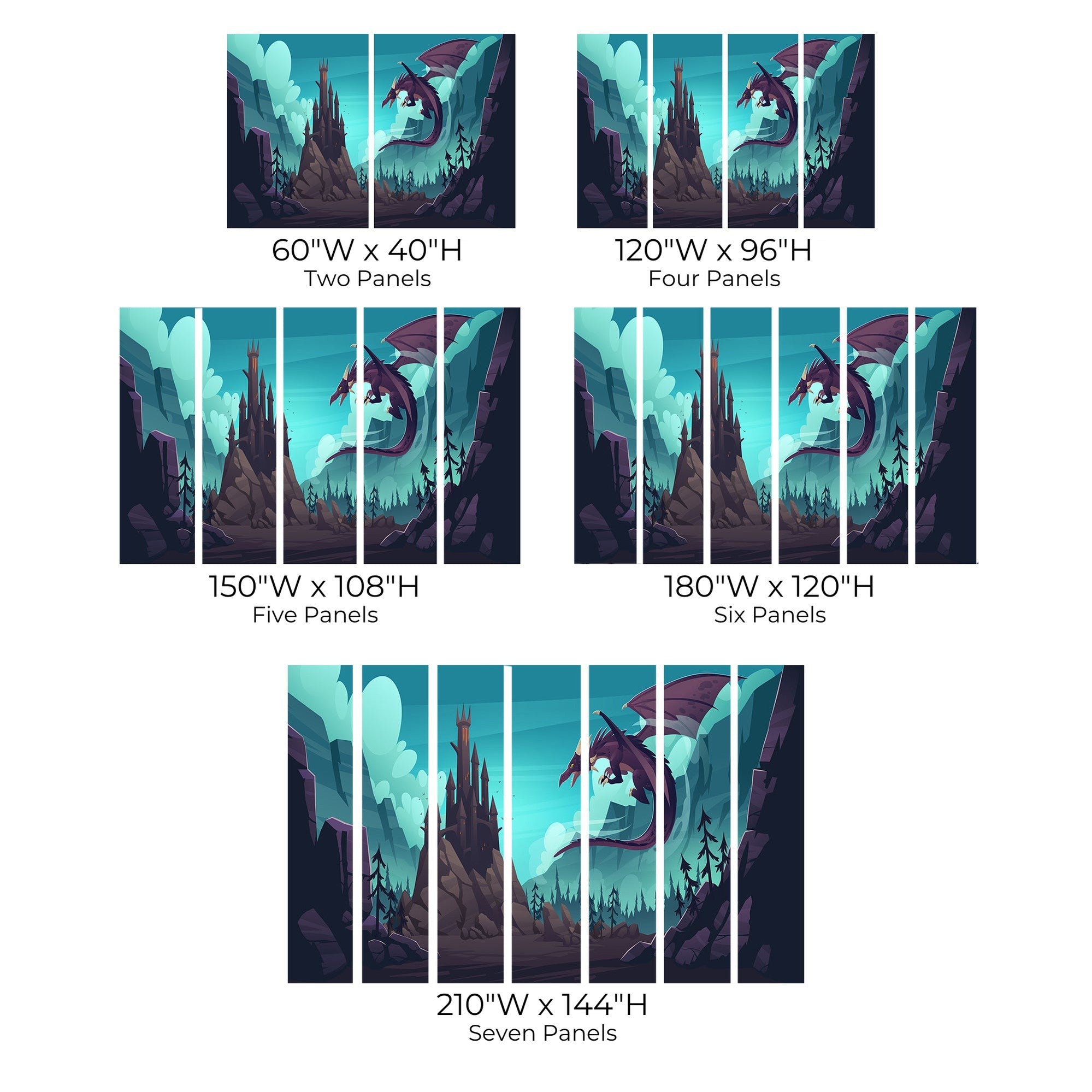 Premium Peel & Stick Wall Mural - Fantasy Dragon Castle