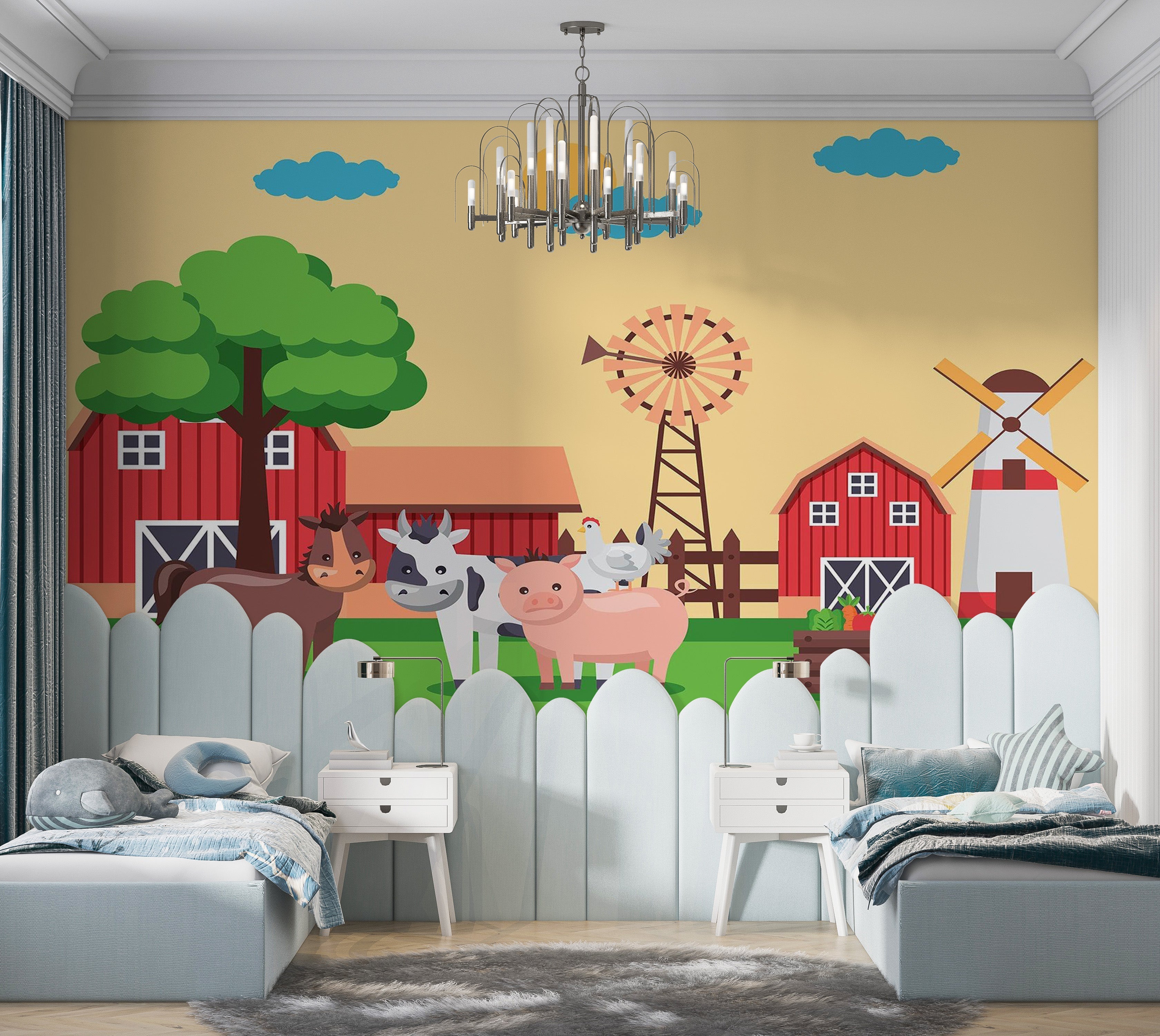 Premium Peel & Stick Wall Mural - Farm Animals