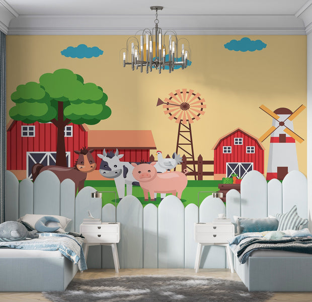Premium Peel & Stick Wall Mural - Farm Animals