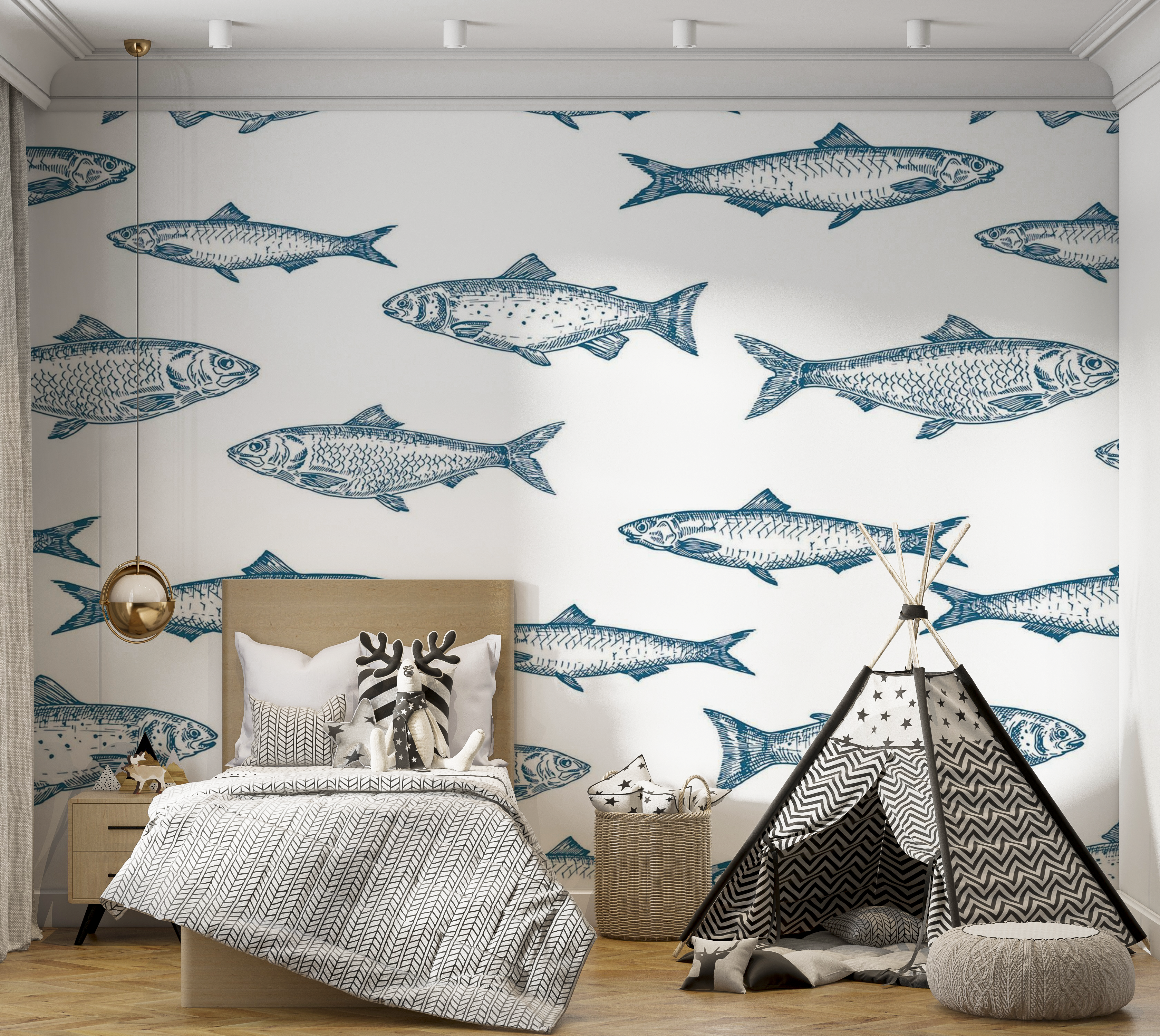 Premium Peel & Stick Wall Mural - Fish Pattern