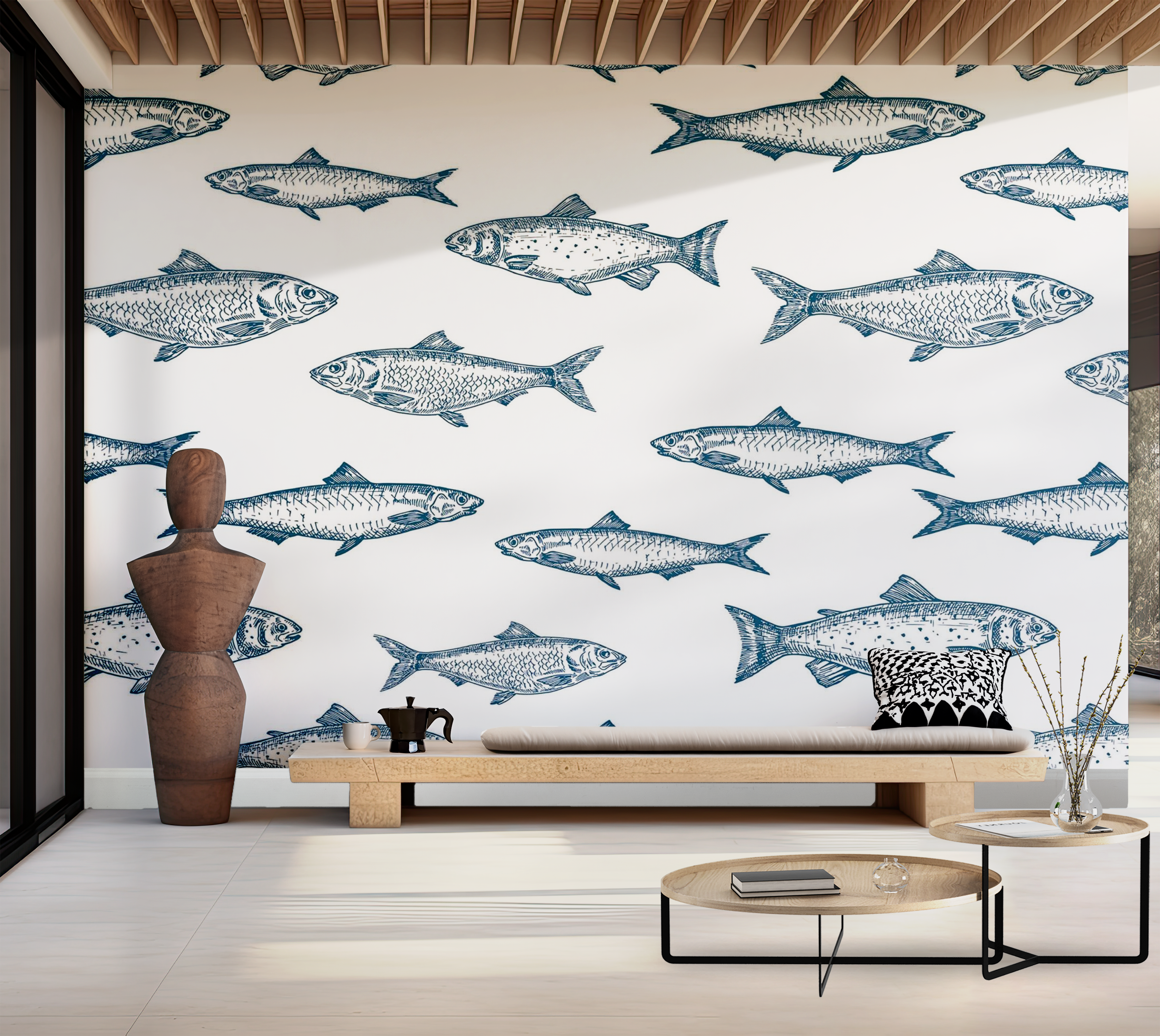 Premium Peel & Stick Wall Mural - Fish Pattern
