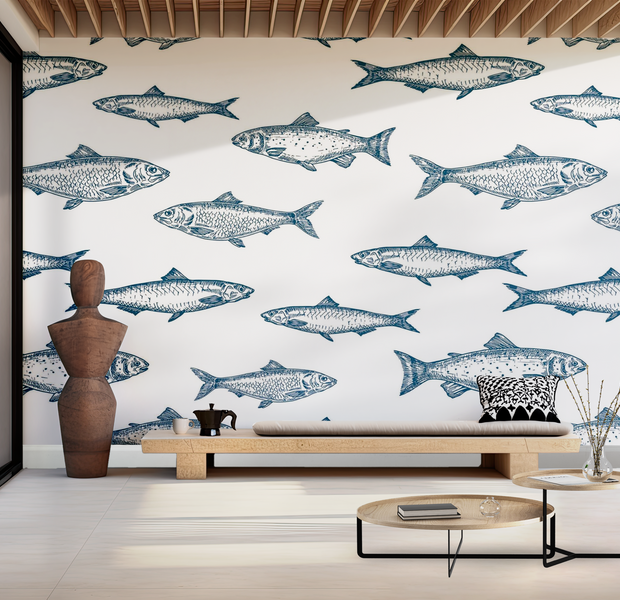 Premium Peel & Stick Wall Mural - Fish Pattern