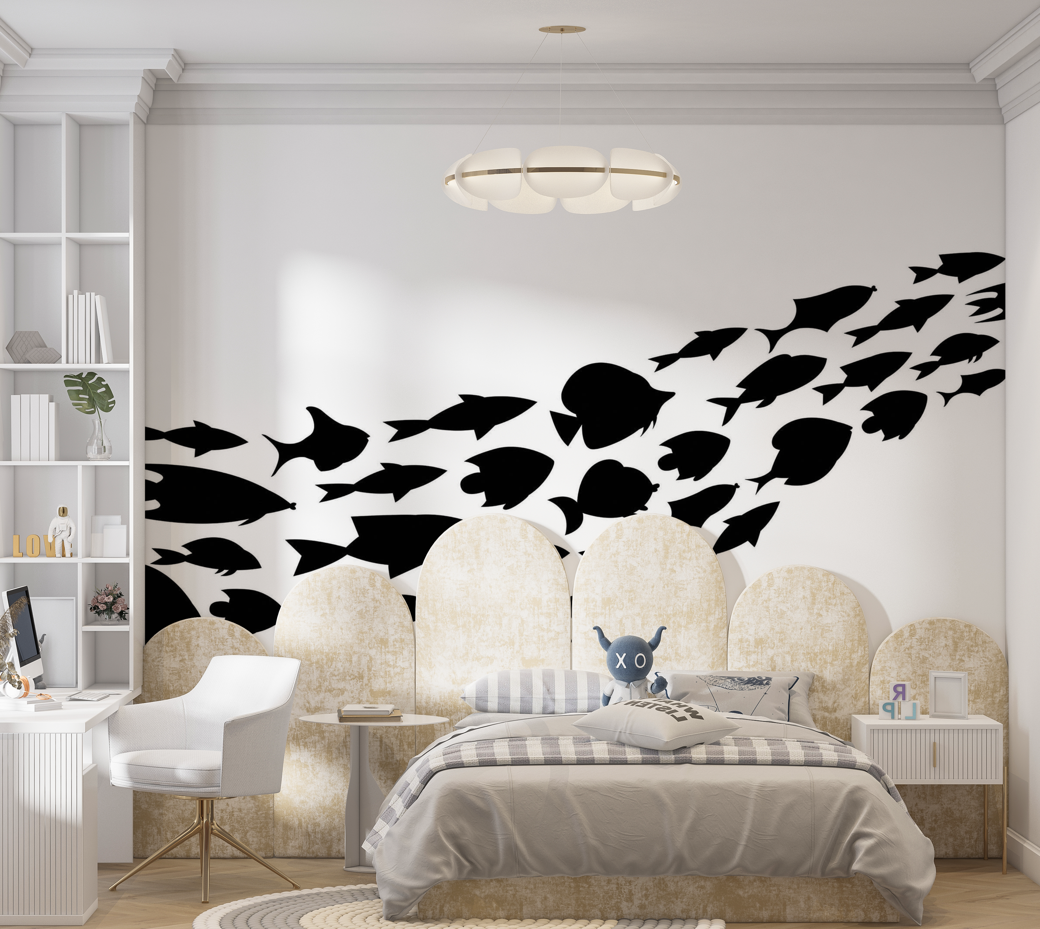 Premium Peel & Stick Wall Mural - Fish Silhouette