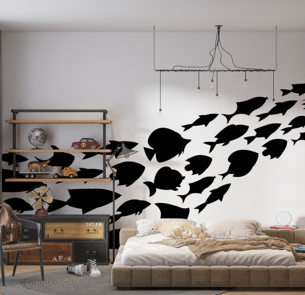 Premium Wallpaper Wall Mural - Fish Silhouette 60"Wx40"H / Non-Woven Fleece
